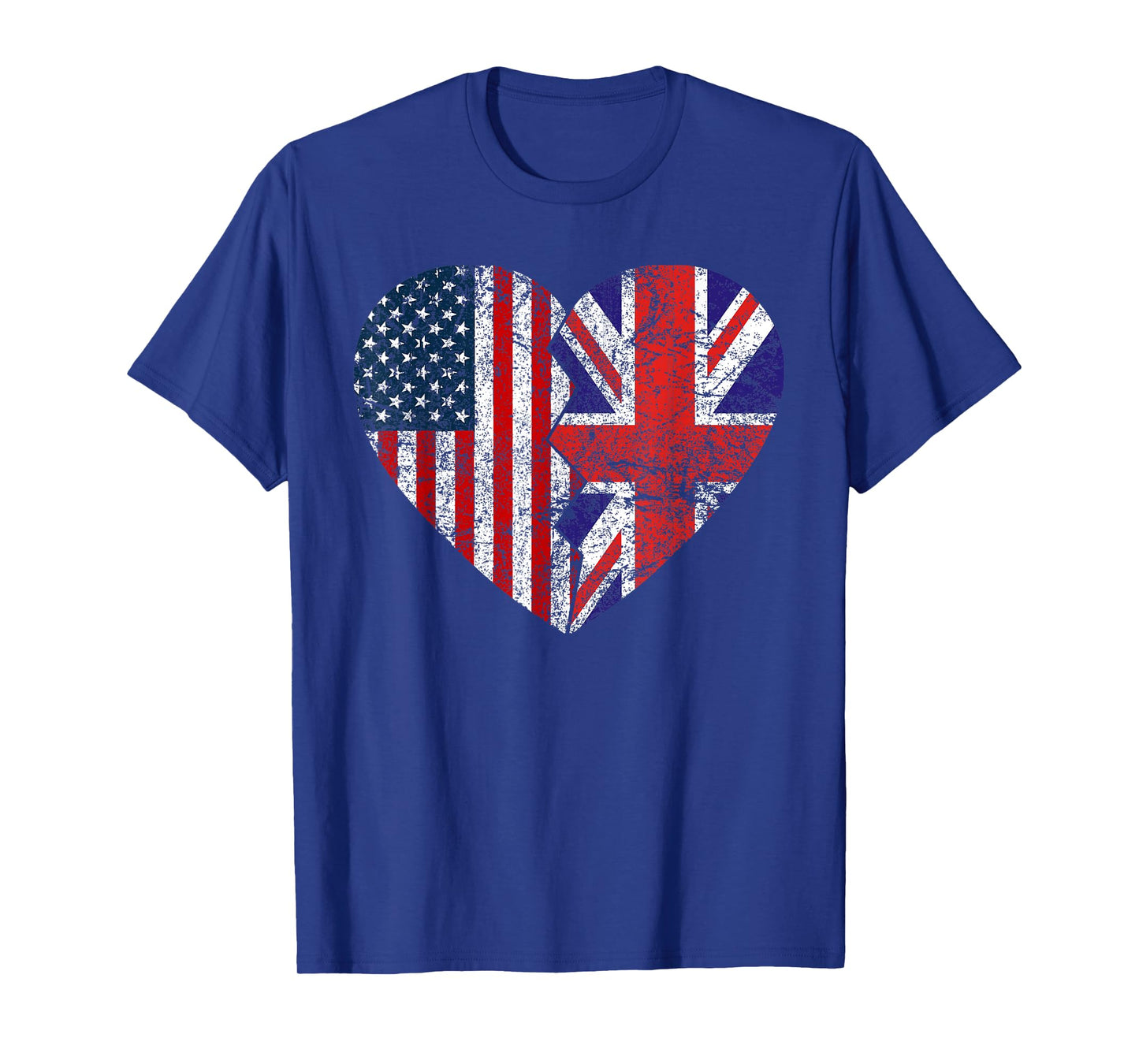 British American Flags Heart | United States UK Roots T-Shirt