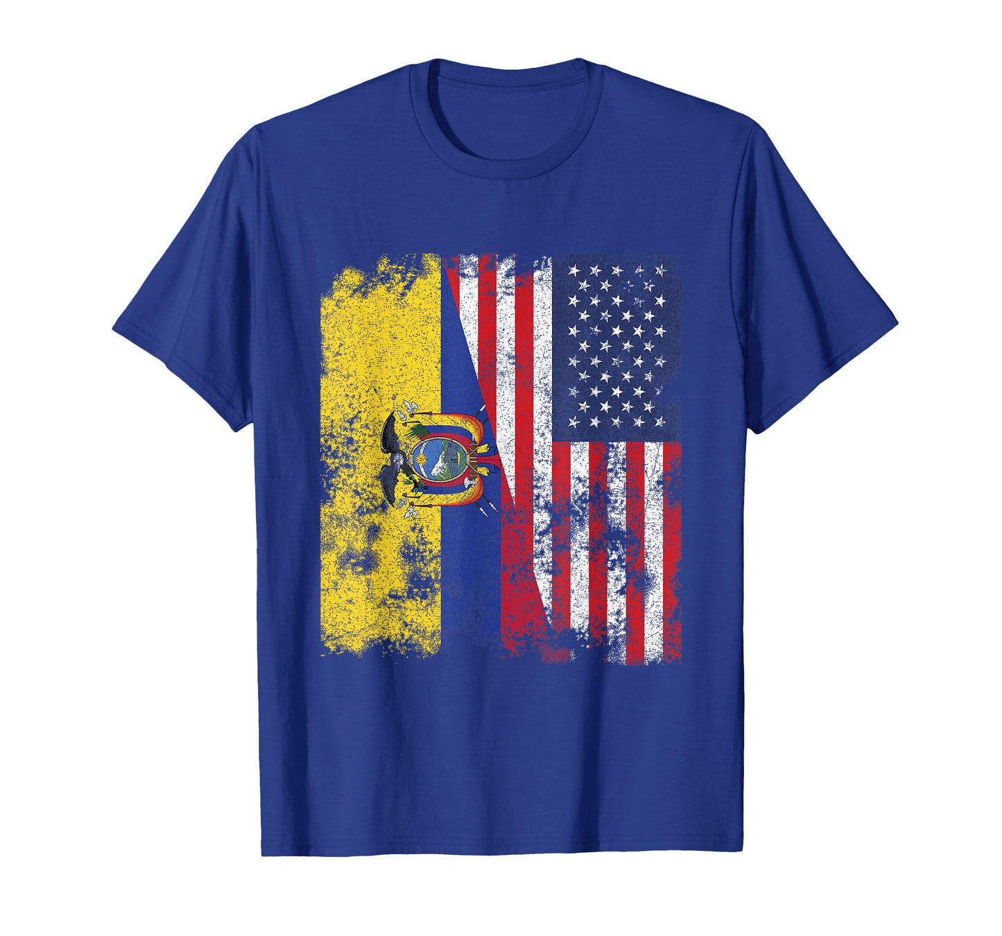 Ecuador USA Flag Distressed - Half American Women Kids Men T-Shirt