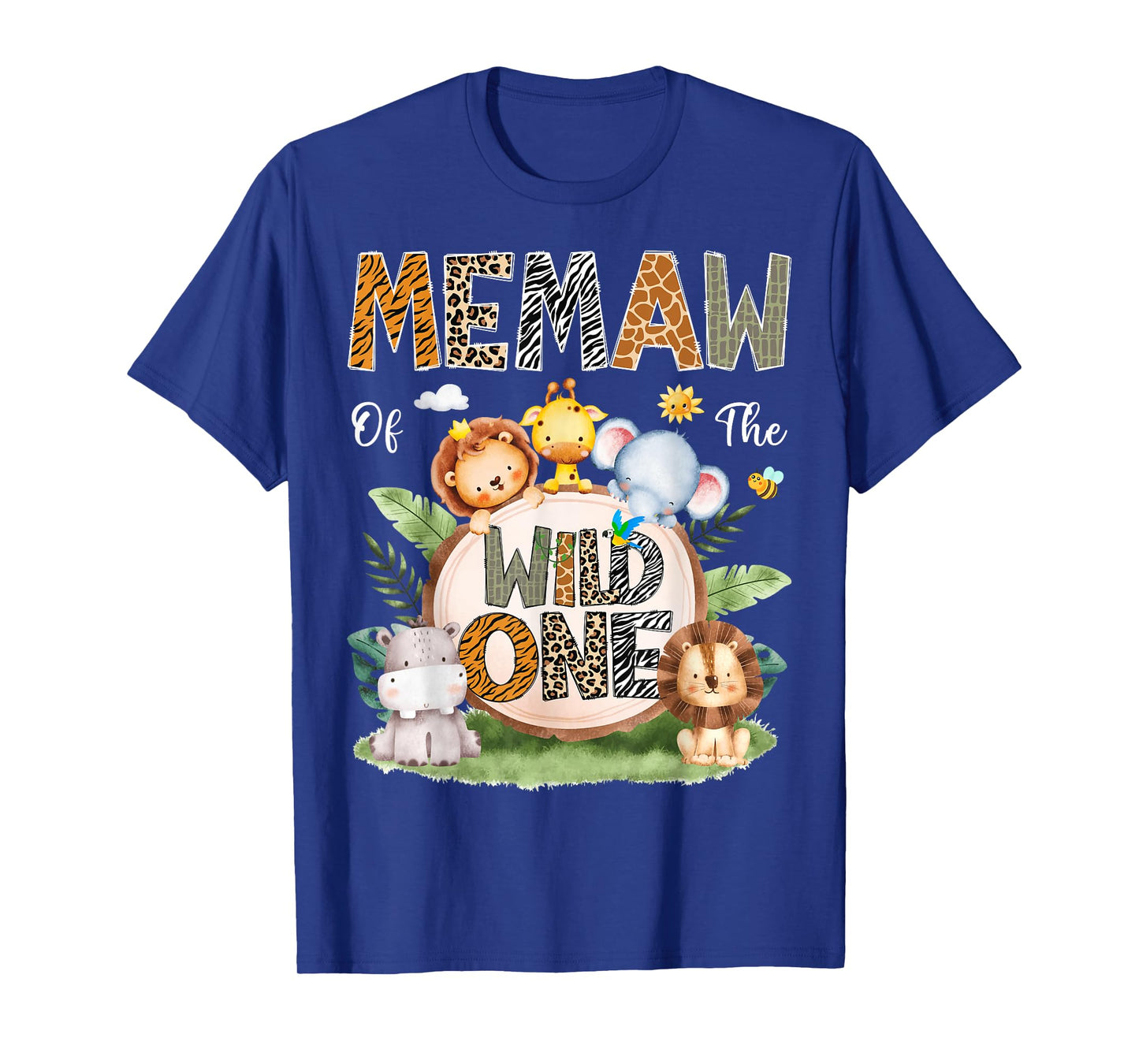 Memaw Of The Wild One 1St Birthday Kids Safari Woodland T-Shirt