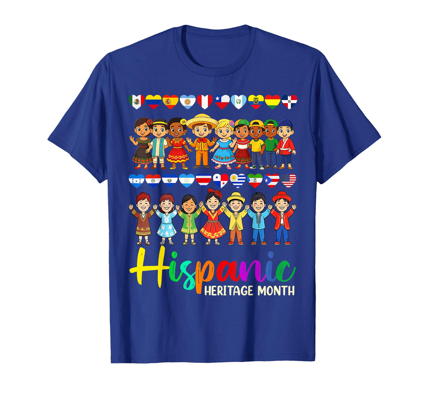 Hispanic Heritage Month Latin Countries Hands Heart Flags T-Shirt