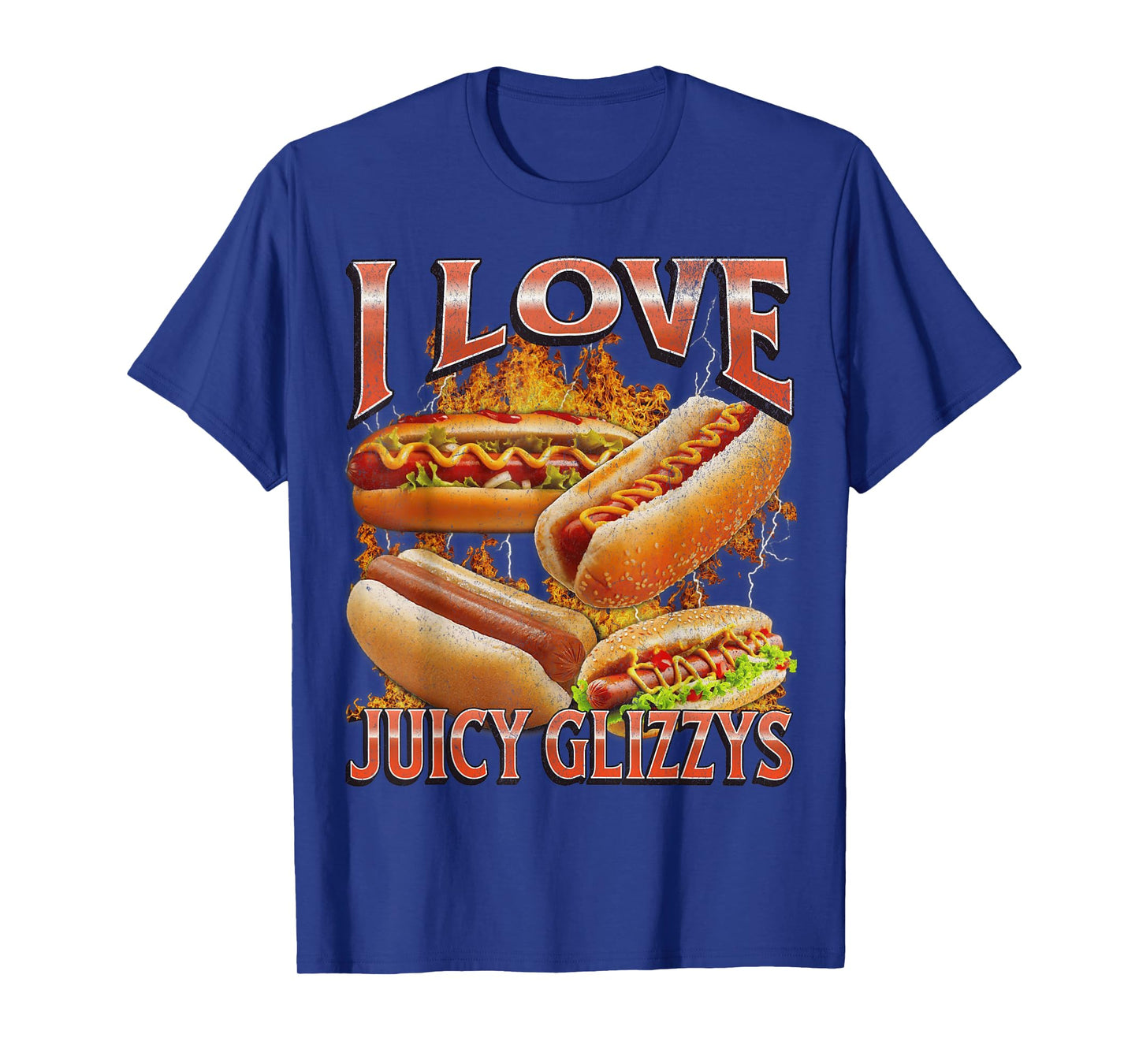 I Love Glizzys Funny Wiener Hot Dogs Meme Bootleg Graphic T-Shirt