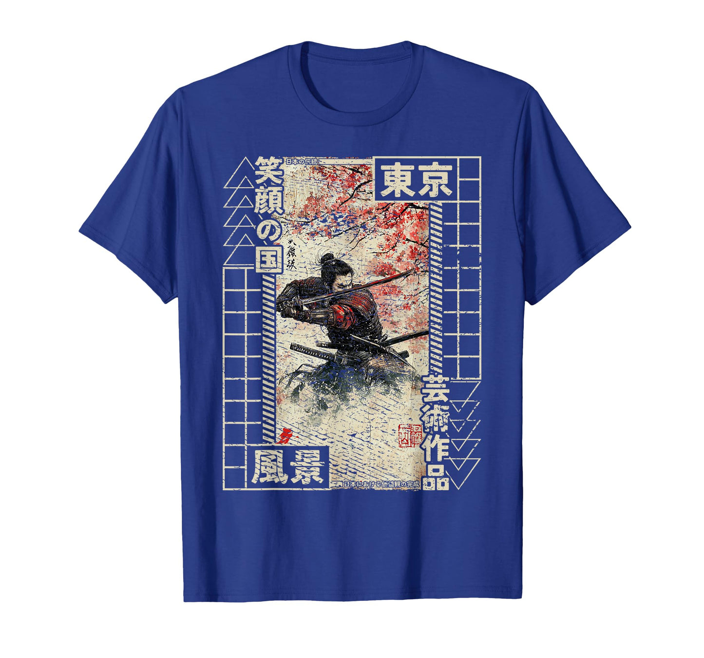 Samurai Men Traditional Japanese Woodblock Ukiyo-e Anime T-Shirt