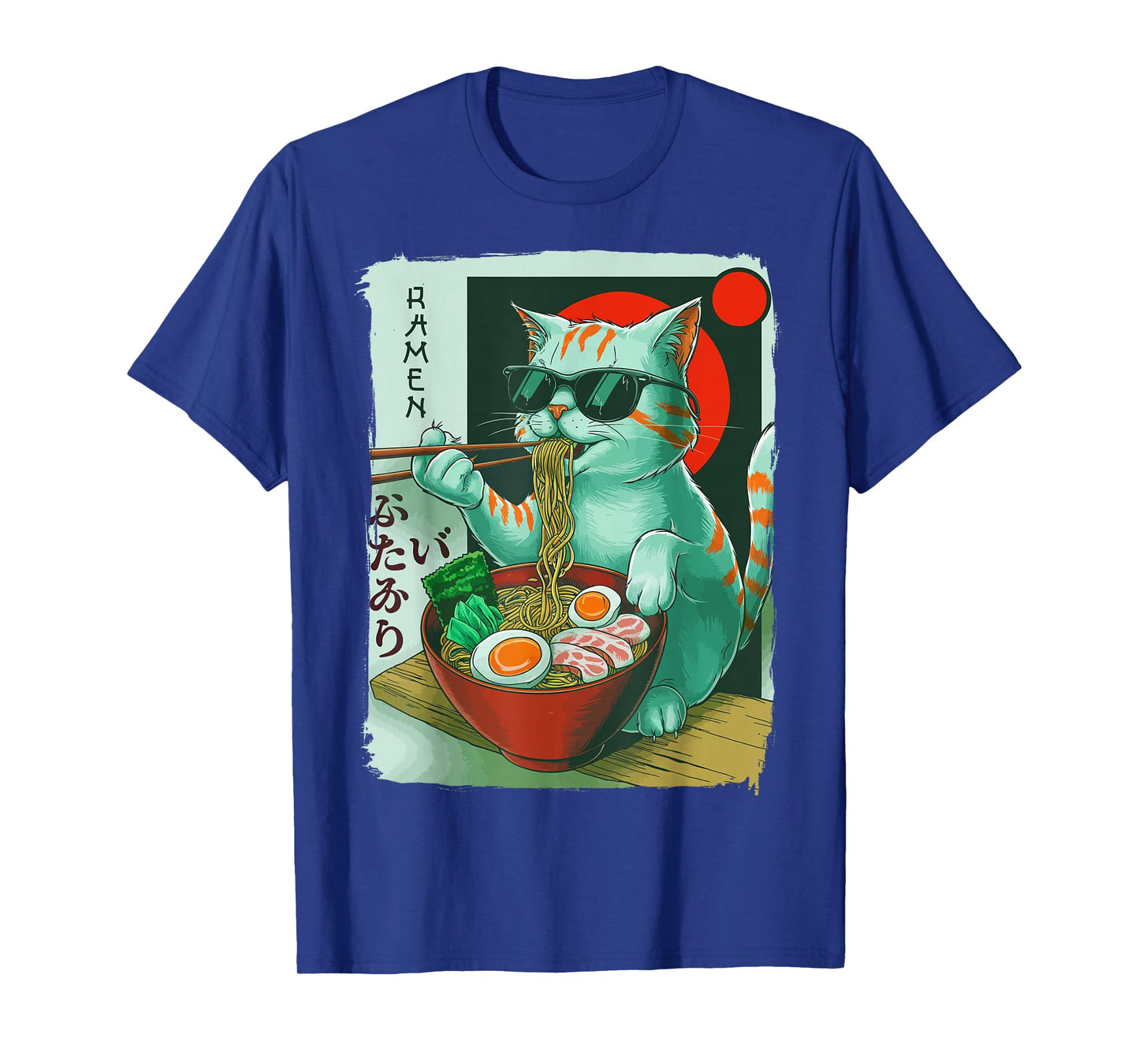 Funny Cat Eating Ramen Graphic Japanese Kawaii Otaku Anime T-Shirt