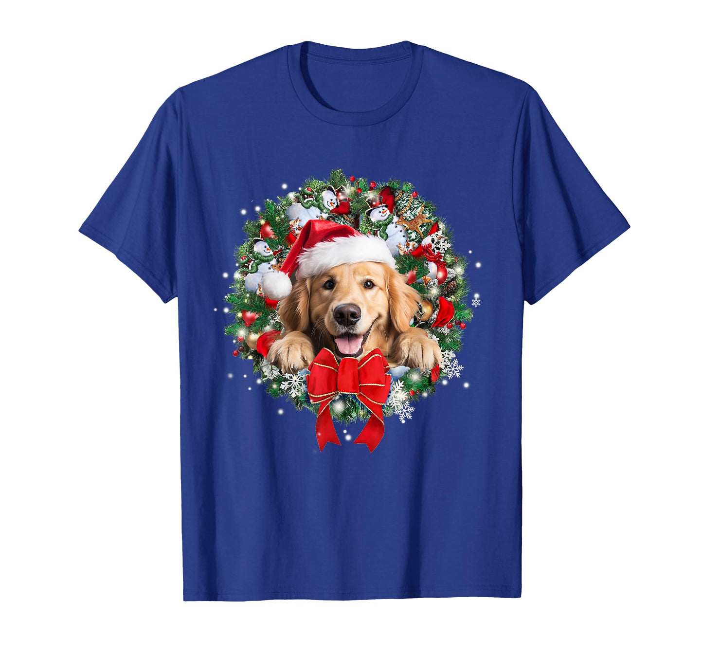 Golden Retriever Christmas Wreath Decoration Xmas Pajamas T-Shirt