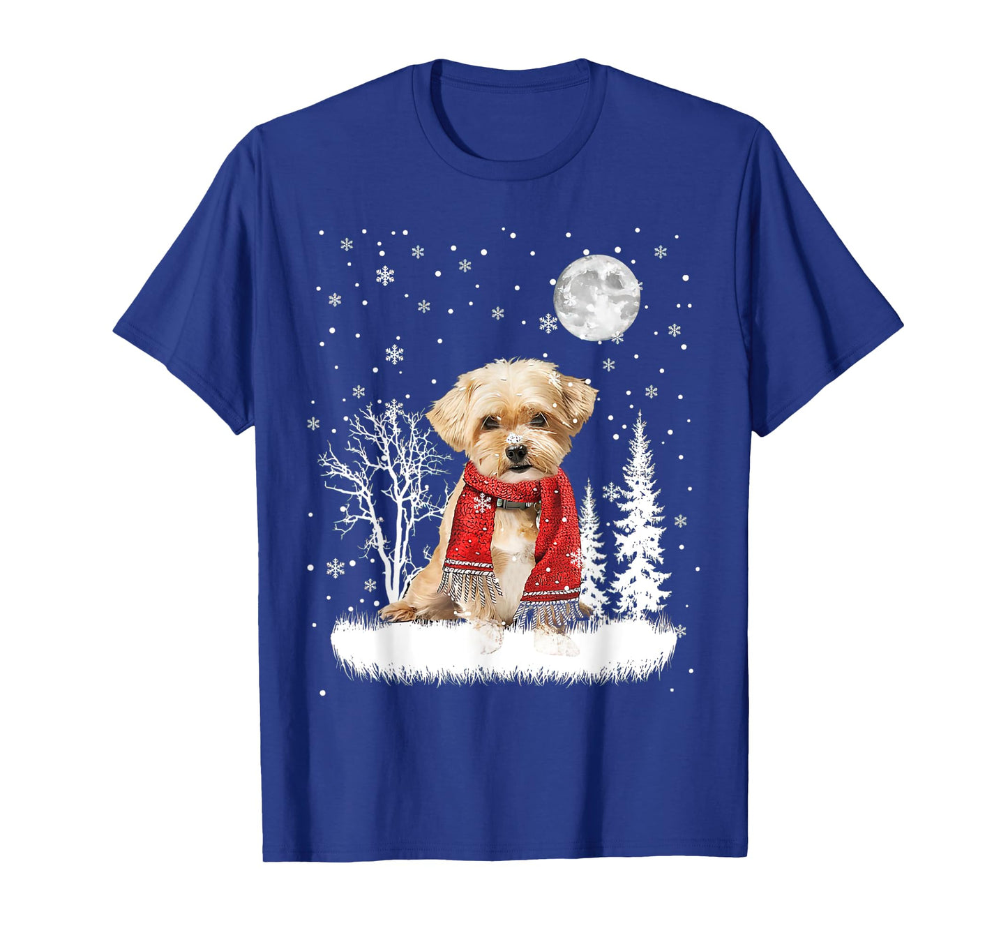 Shorkie Under Moonlight Snow Christmas Pajama T-Shirt