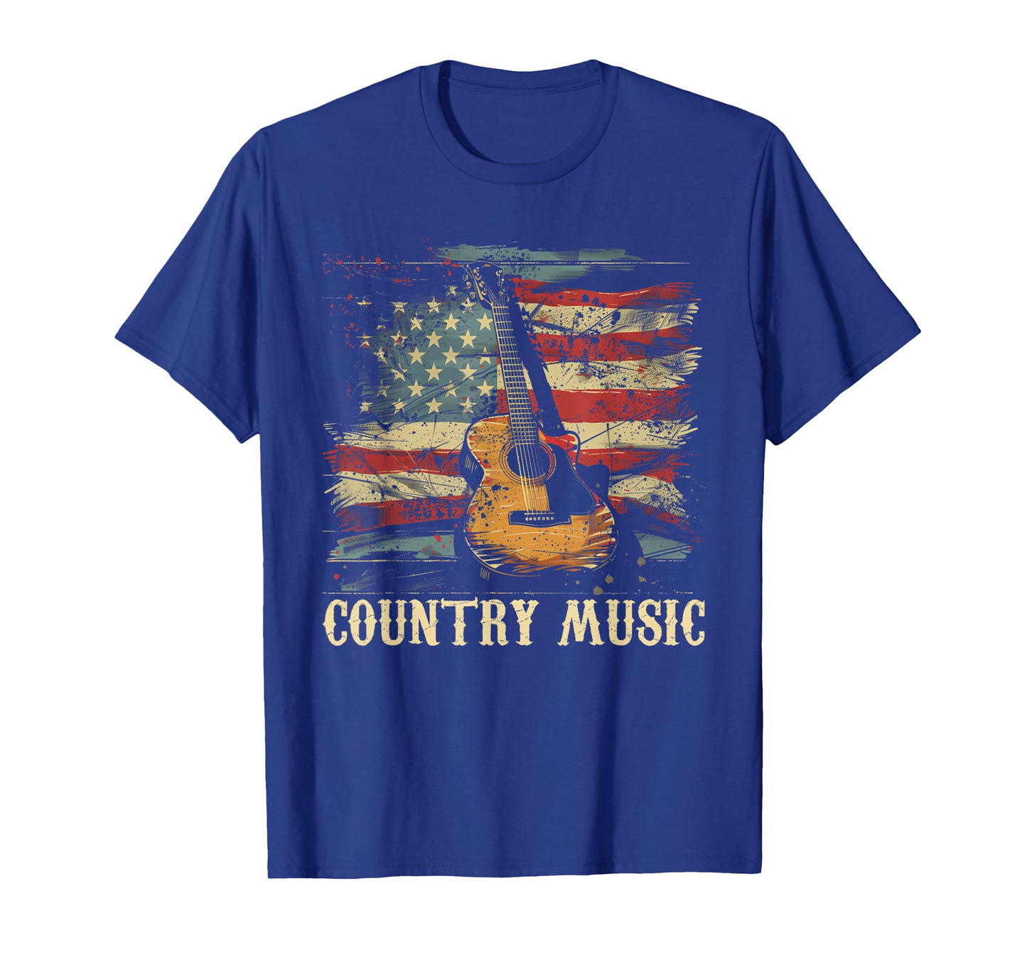 Country Music - Outlaw Western USA Patriotic Vintage Guitar Women Men T-Shirt