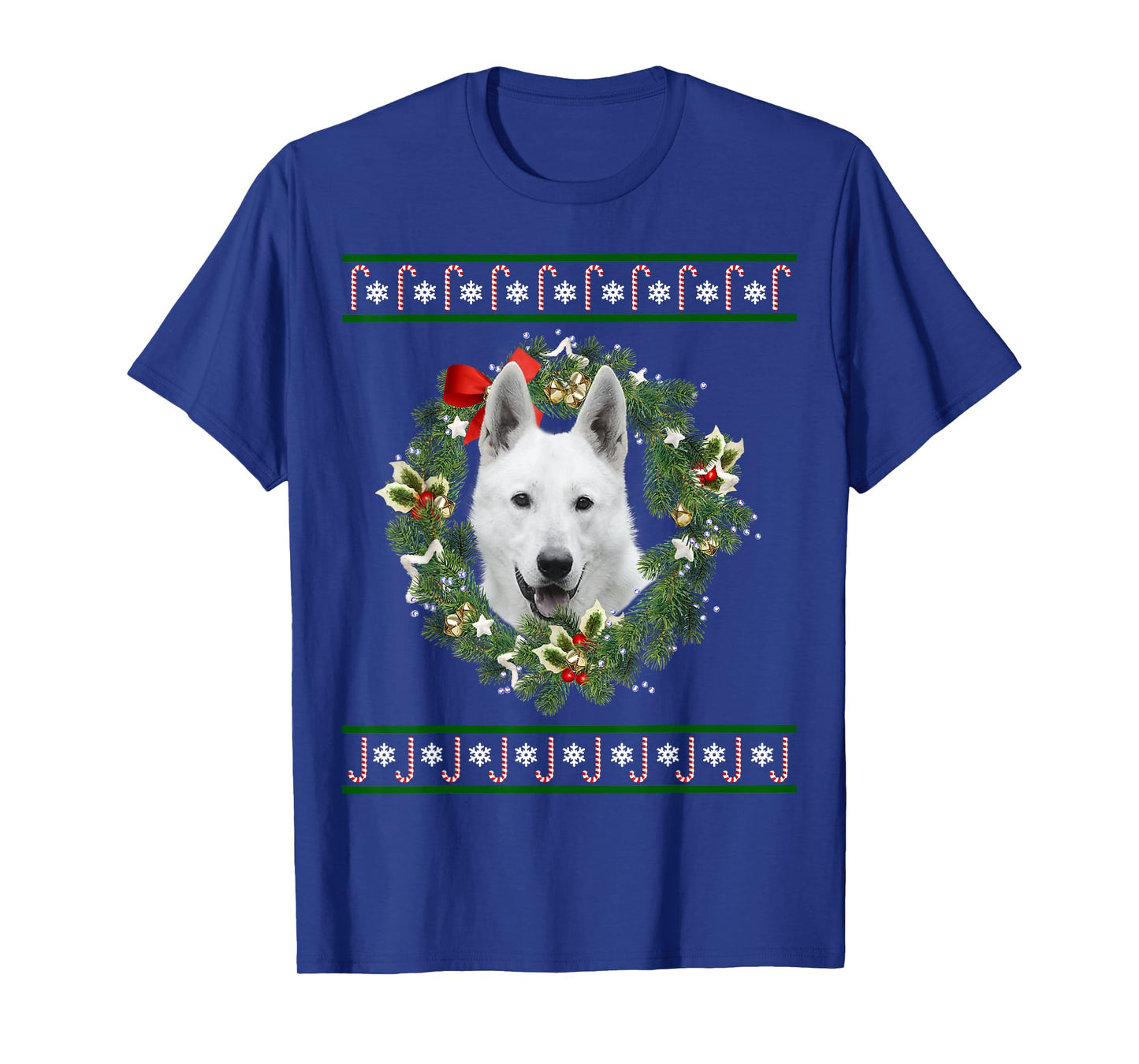 White German Shepherd Christmas Tree Santa Xmas Tee Pajamas T-Shirt