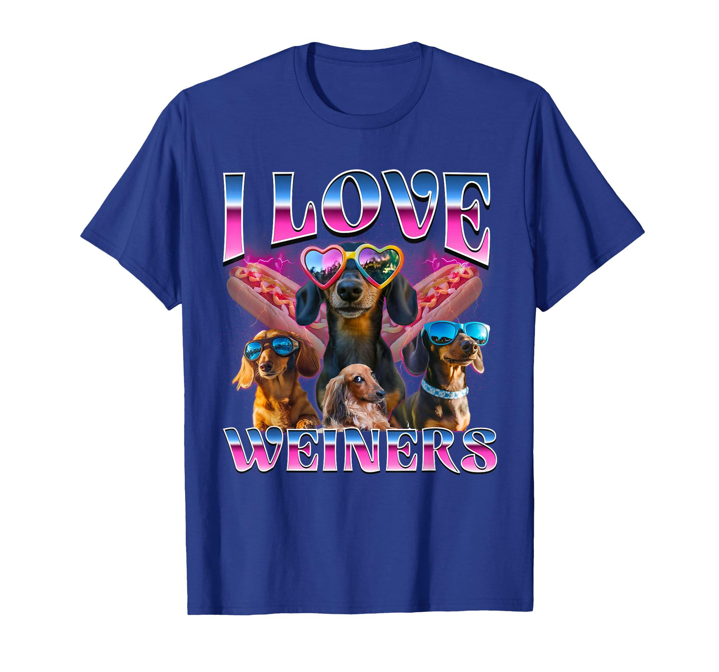 I Love Wieners Funny Dachshund Offensive Bootleg Graphic T-Shirt