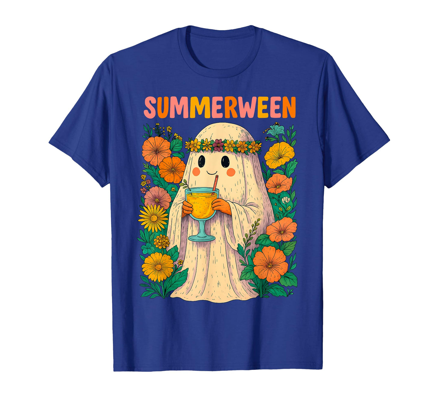 HUGvyn Halloween: Summerween Retro Ghost Beach Spooky Summer T-Shirt