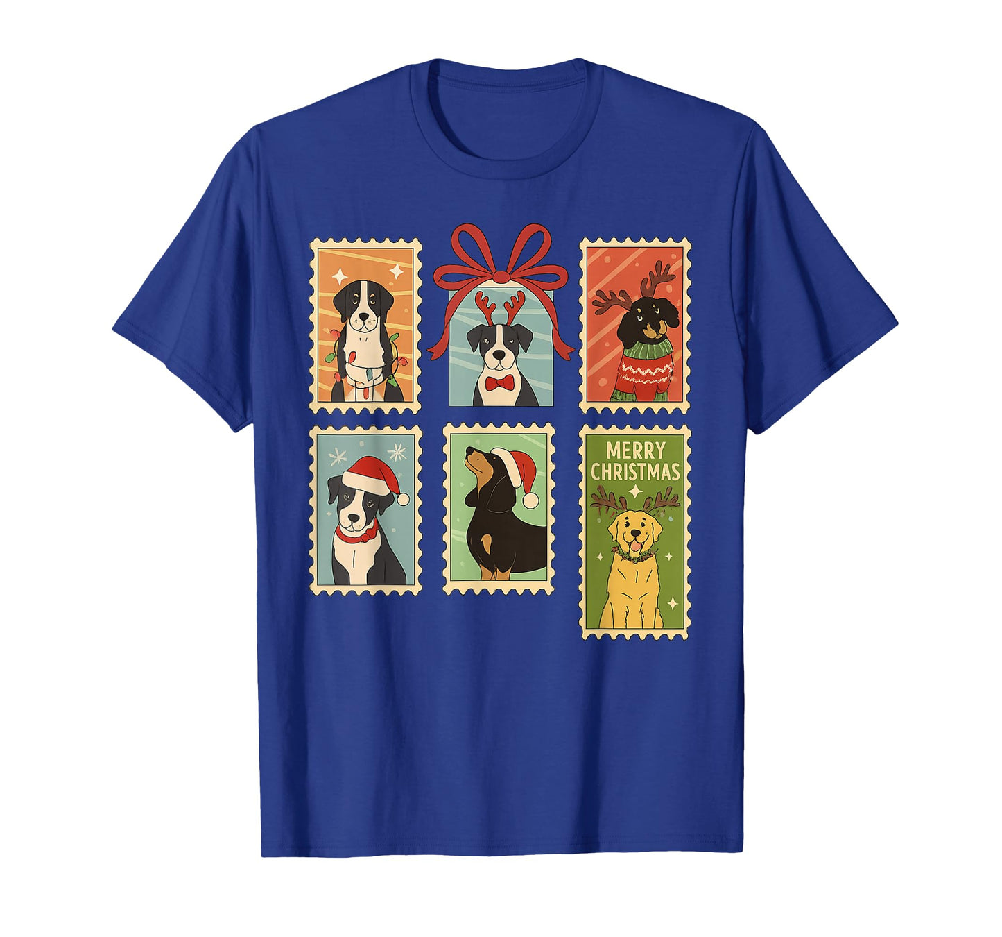 Vintage Christmas 2025 Snow Christmas Tree Funny Dogs Lover T-Shirt