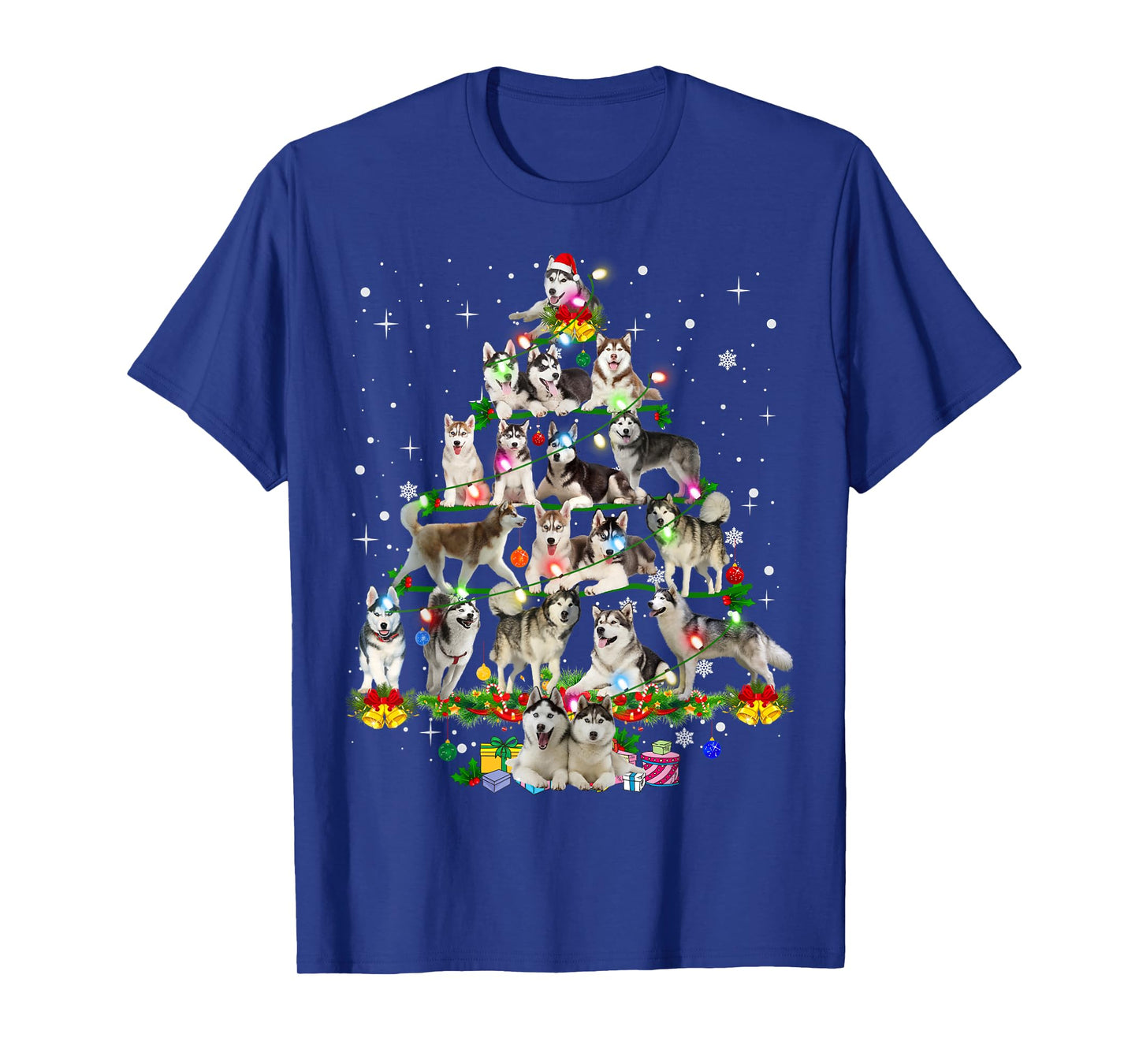 Funny Siberian Husky Christmas Tree Xmas Dog Dad Mom T-Shirt