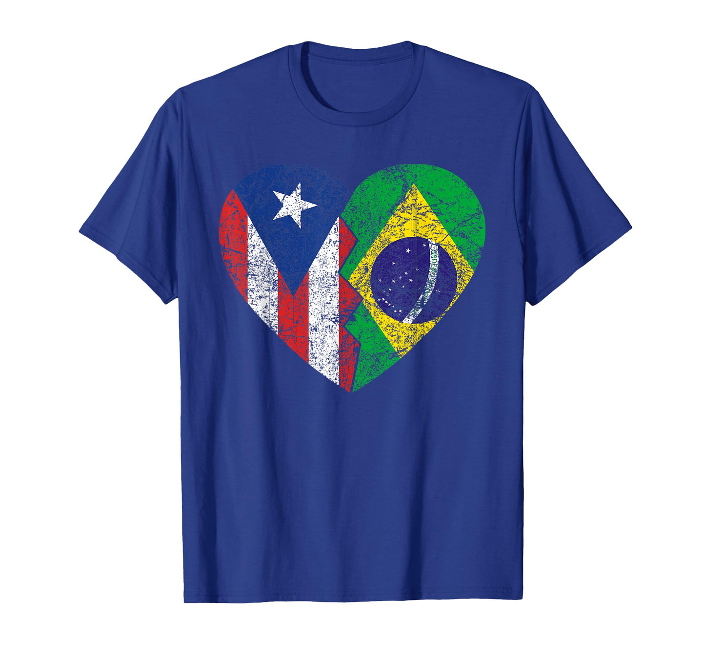 Brazilian Puerto Rican Flags Heart | Puerto Rico Brazil T-Shirt