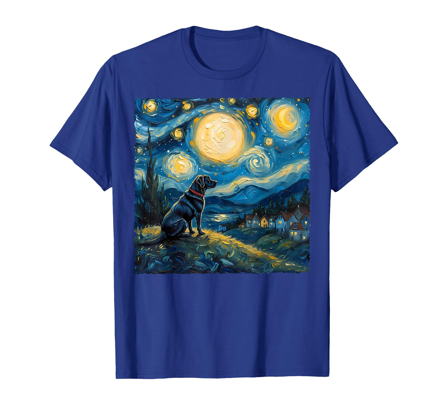 Labrador Retriever Dog Lovers Starry Night Van Gogh Style Men Women Kids T-Shirt
