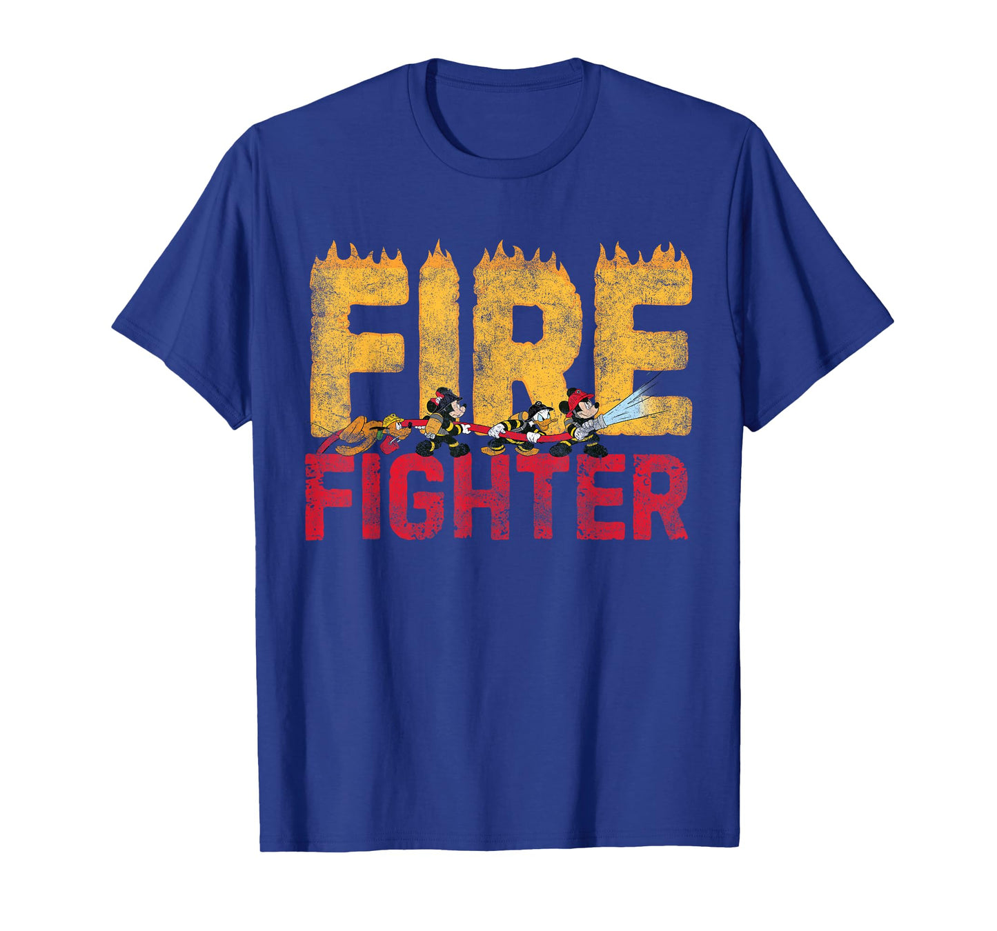 Disney Mickey and Friends Minnie Donald Pluto Fire Fighters T-Shirt Small
