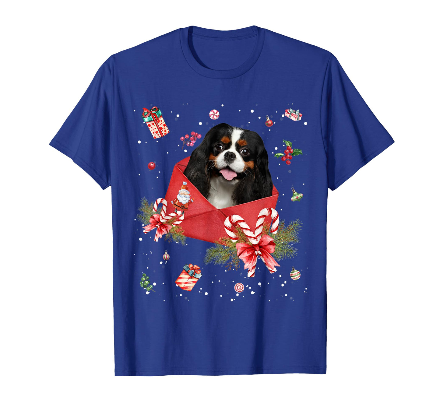 Cavalier King Charles Spaniel In Christmas Card Pajama Xmas T-Shirt