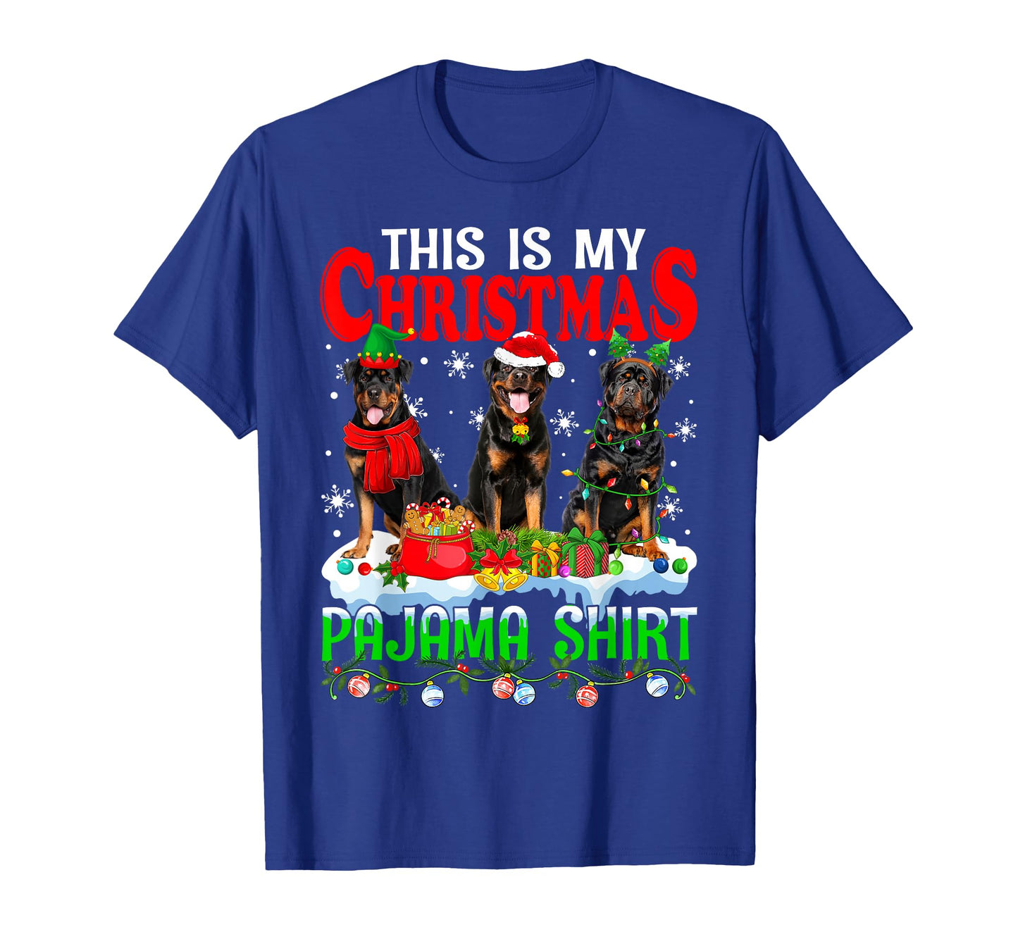 This Is My Christmas Pajama Funny Rottweiler Dog Lover T-Shirt