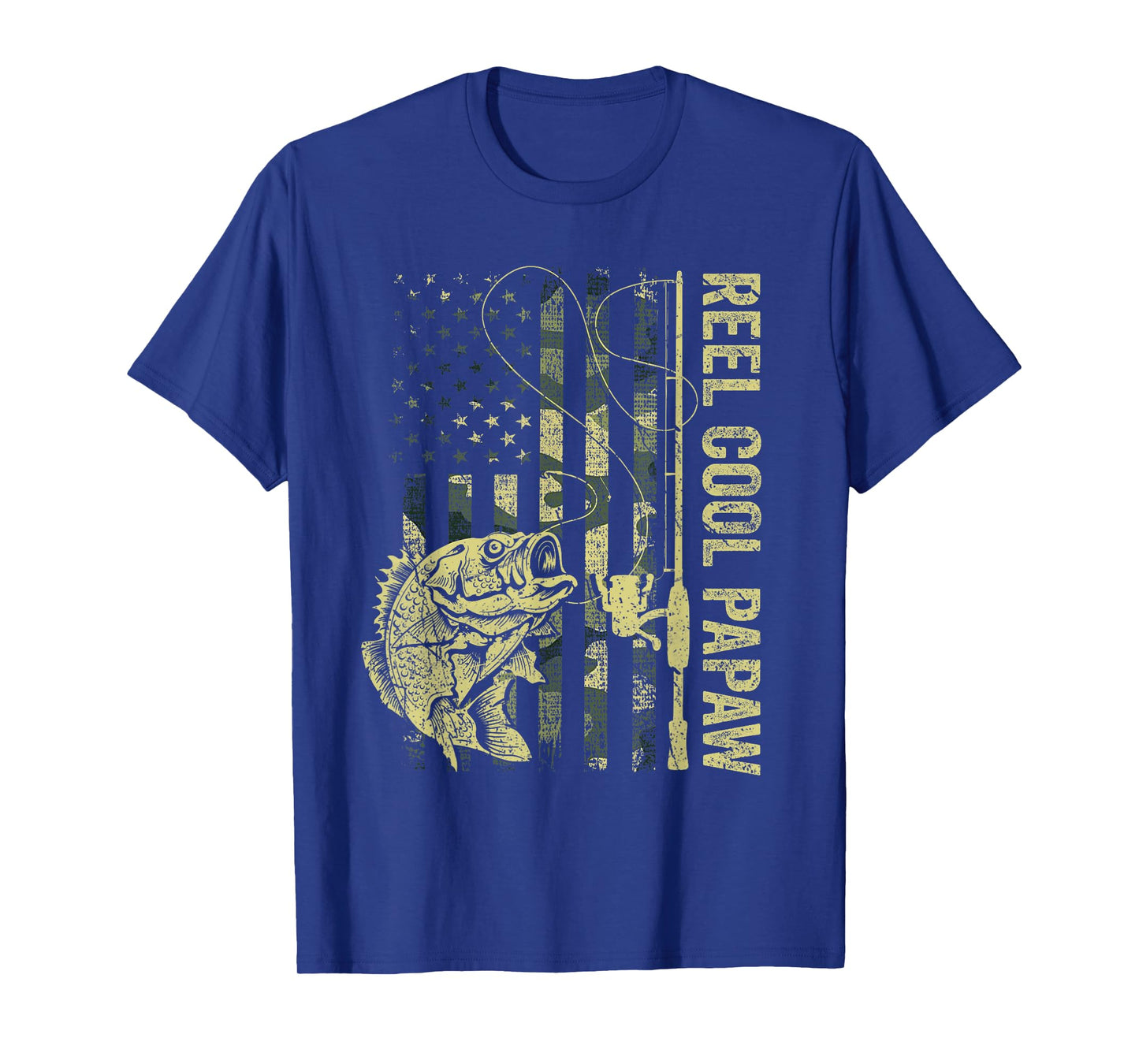 Reel Cool Papaw Camouflage American Flag Father's Day Gift T-Shirt