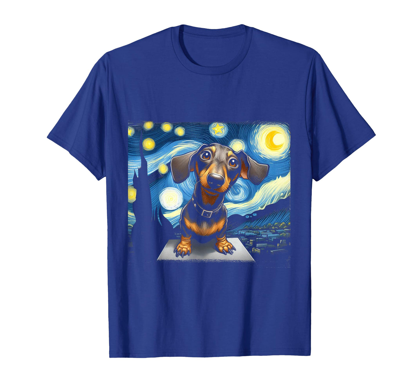 Funny Dachshunds Sausage Dogs in a Starry Night T-Shirt
