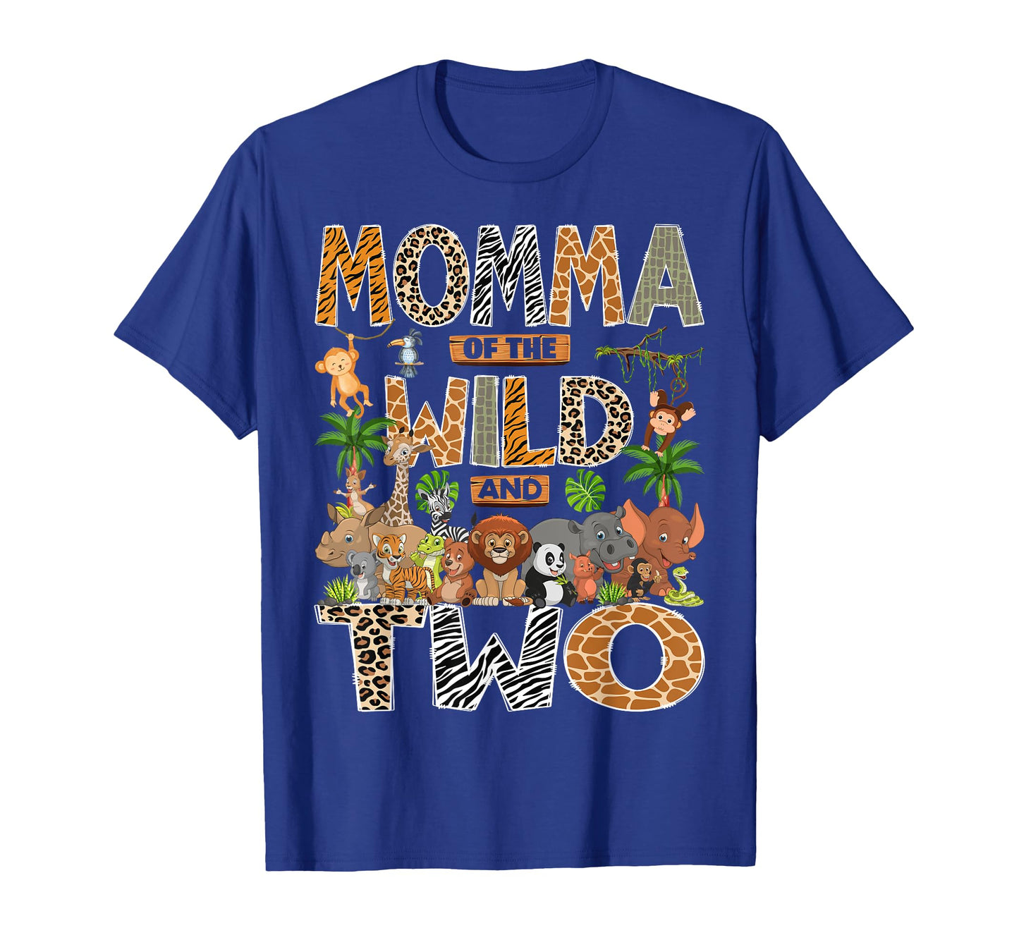 Momma Of The Wild & Two 2Nd Birthday Boy Safari Jungle T-Shirt