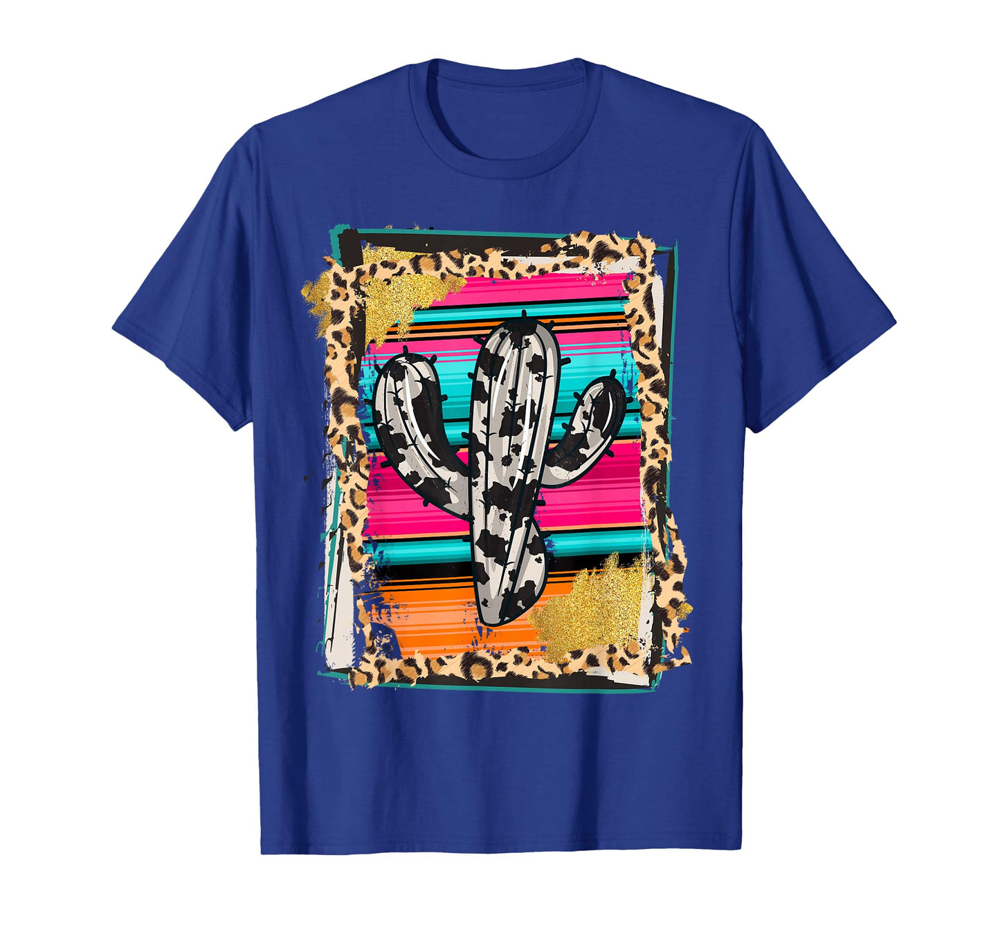 SERAPE CACTUS - Leopard Cow Pattern Print Cowgirl Rodeo T-Shirt