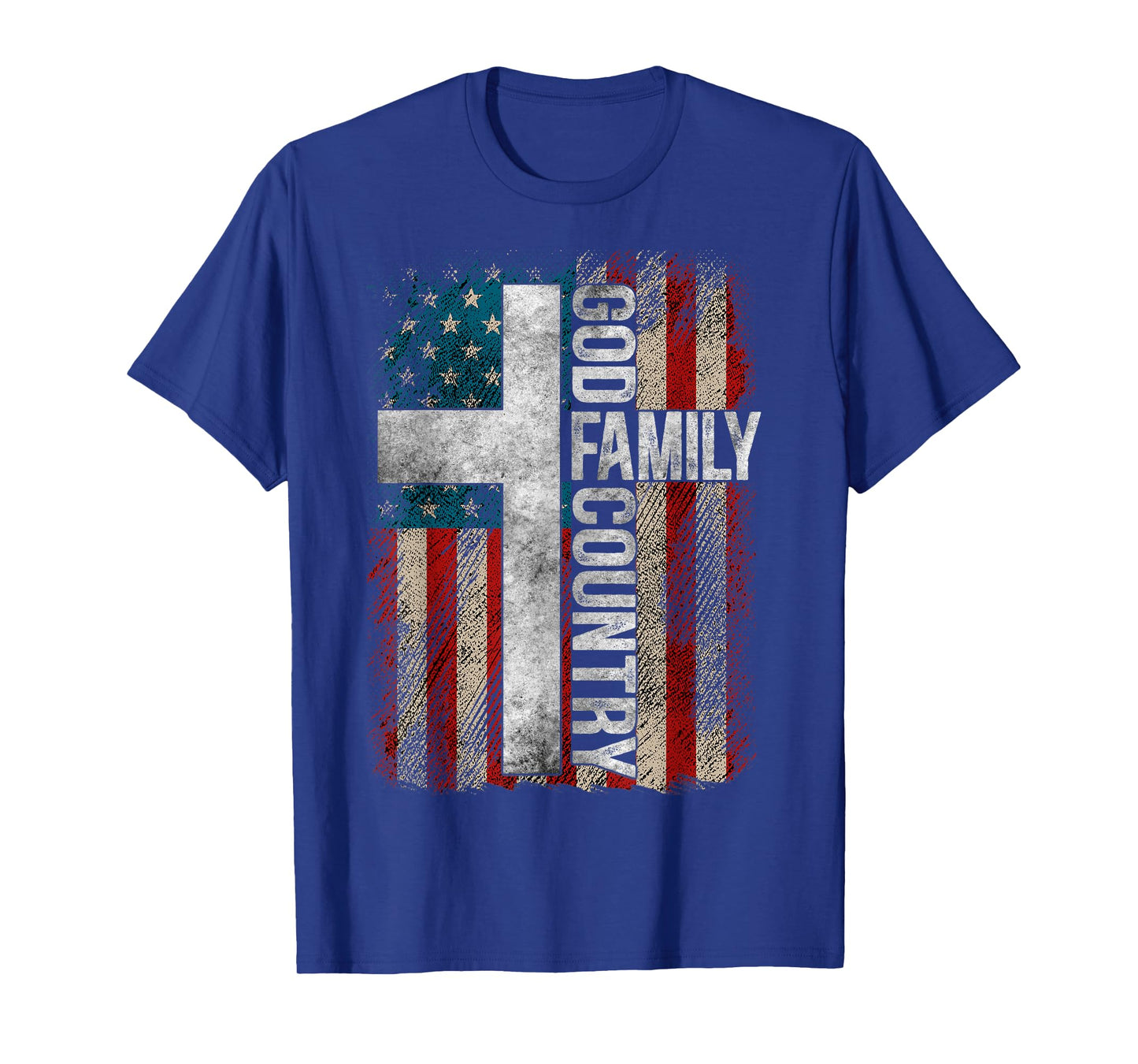 God Family Country - Patriotic Christian Cross USA Women Men T-Shirt