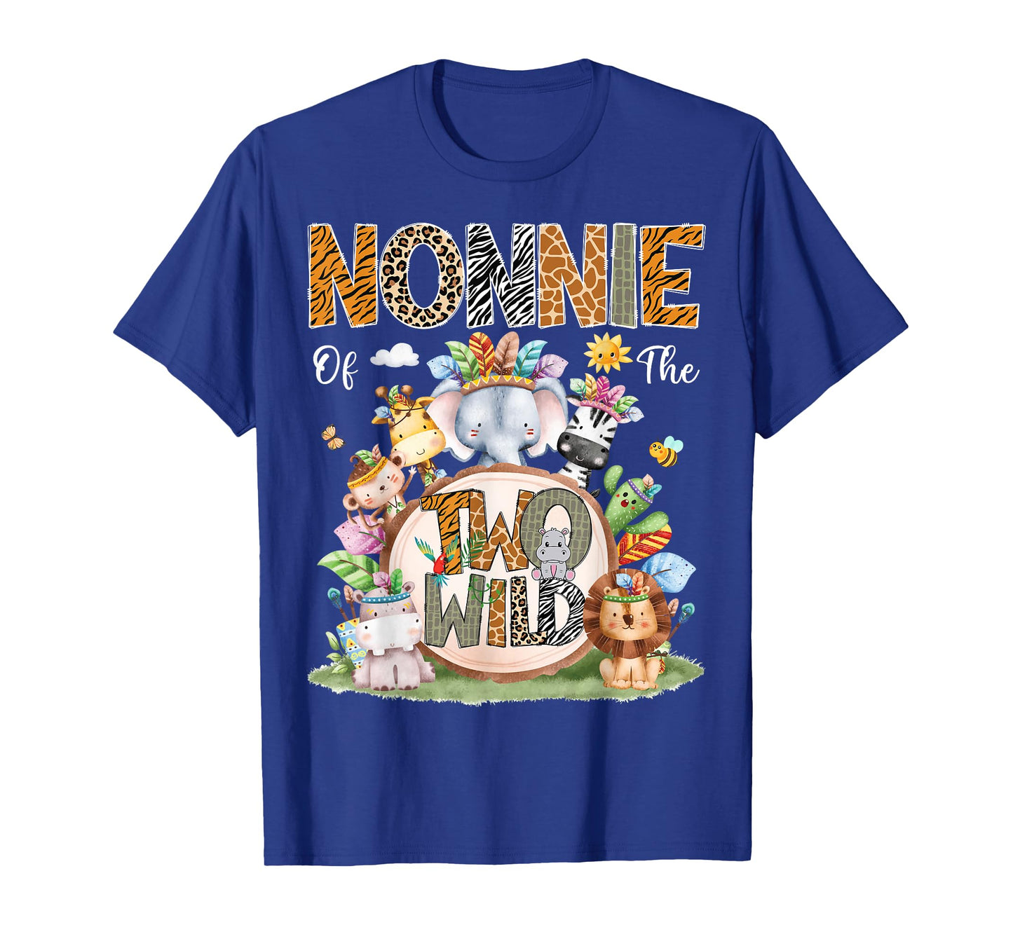 Nonnie Of The Two Wild 2Nd Birthday Animal Safari Tribal T-Shirt