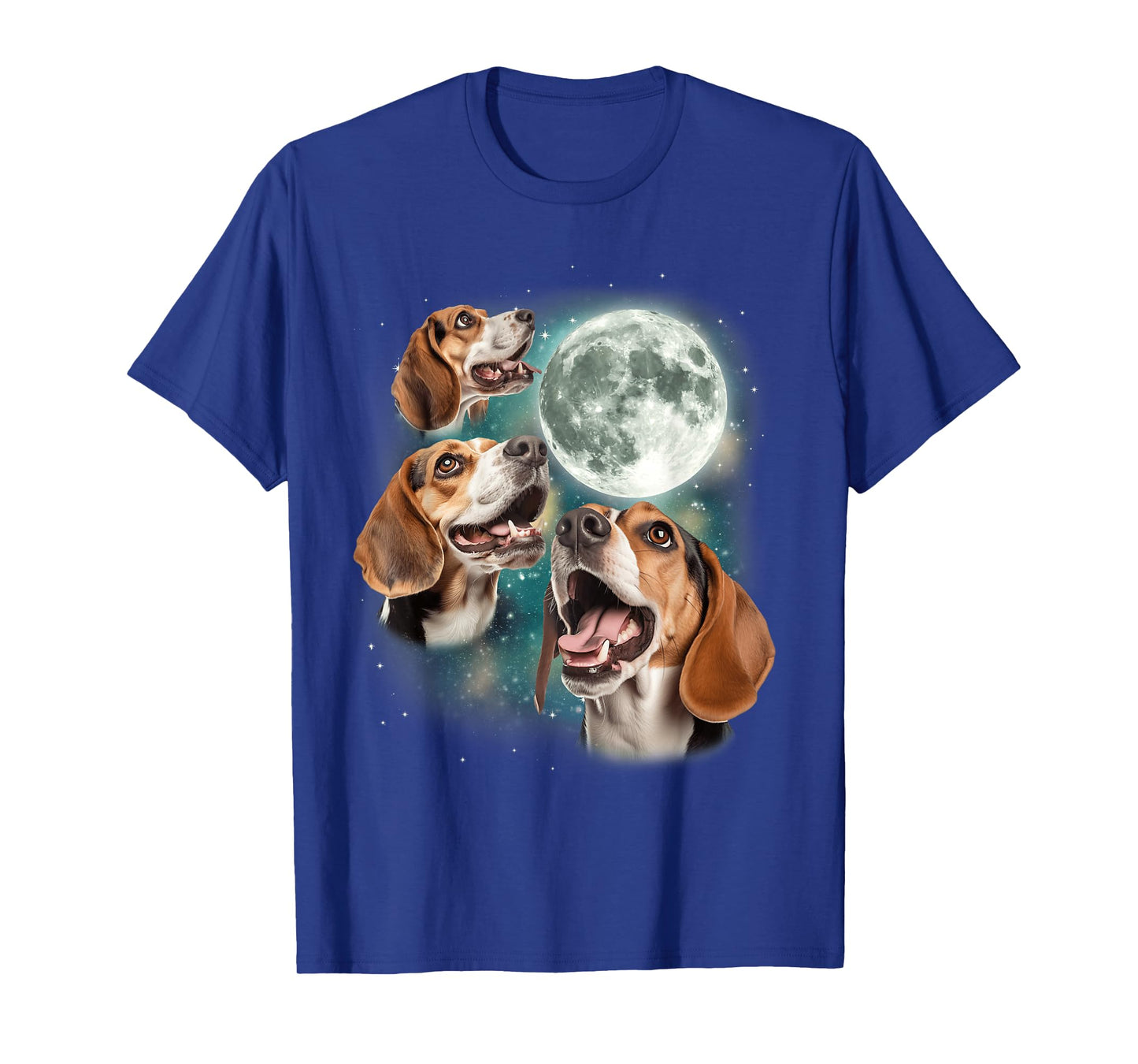 Three Beagle Moon | 3 Howling Beagles Funny Dog Canine Meme T-Shirt