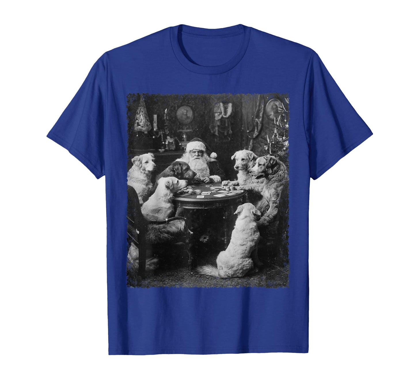 Santa Playing Cards Dogs Playing Poker Christmas Design T-Shirt