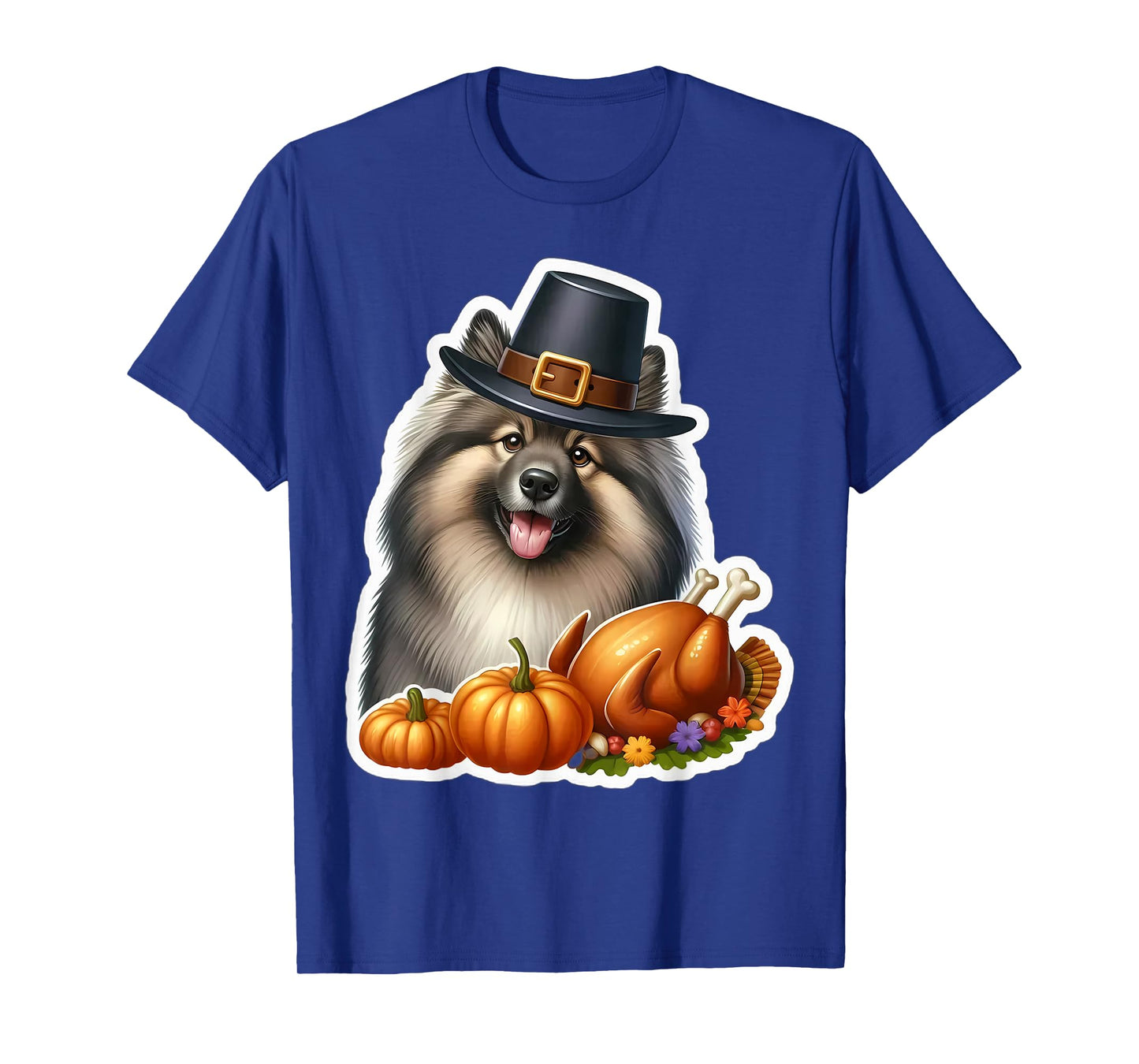 Thanksgiving Keeshond Dog Owner Lover Funny Pilgrim Turkey T-Shirt