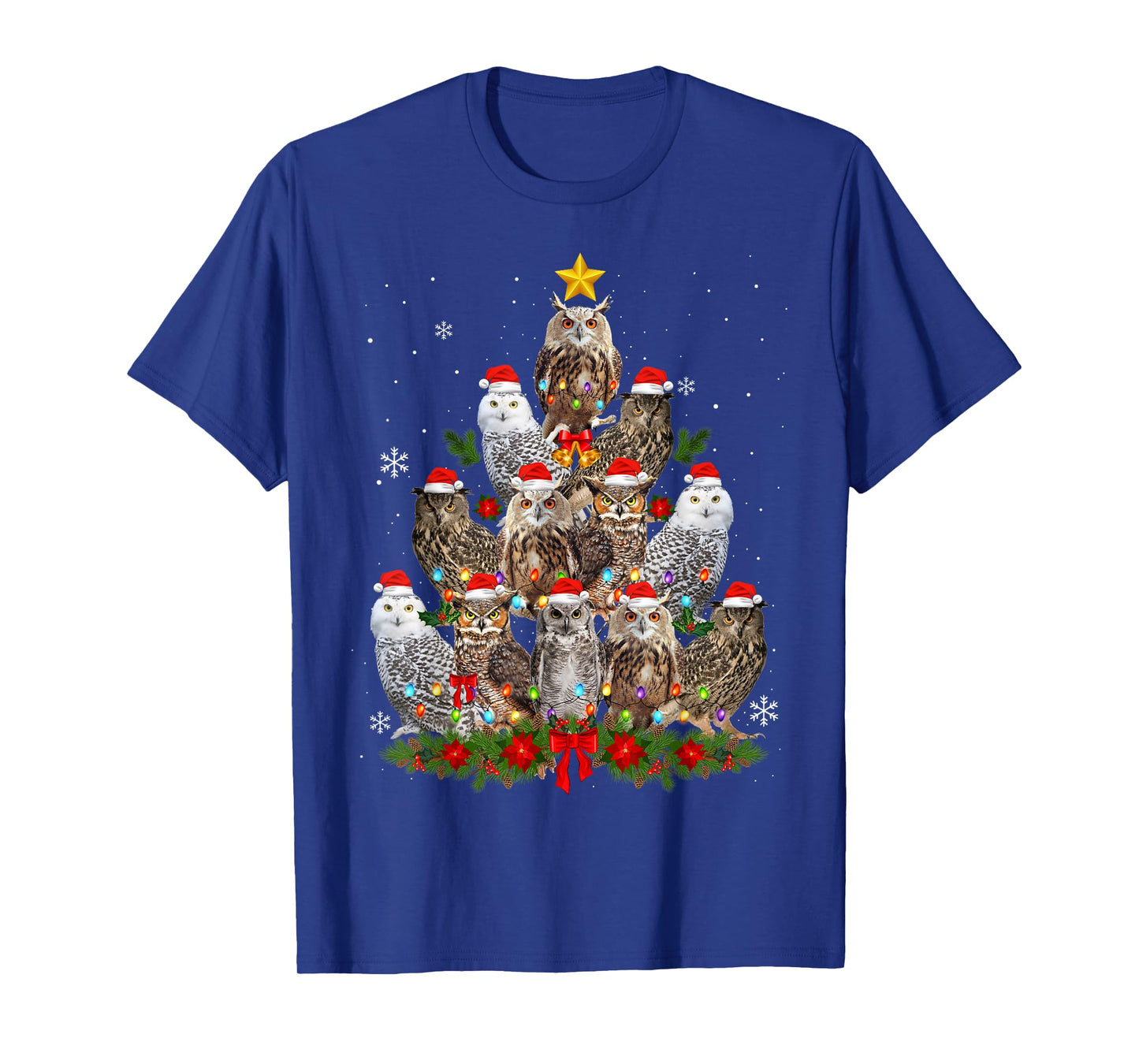 Owl Christmas Tree Owl Xmas Lights Cute Christmas Matching T-Shirt