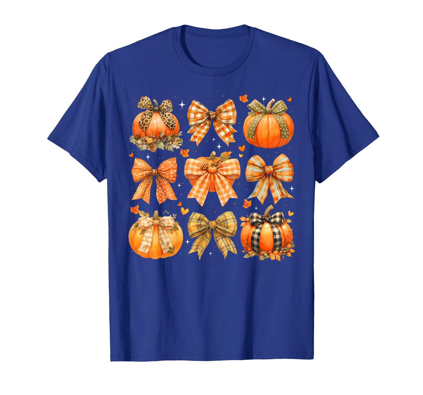 Pumpkin Season Thanksgiving Coquette Bow Autumn Fall Leaves T-Shirt