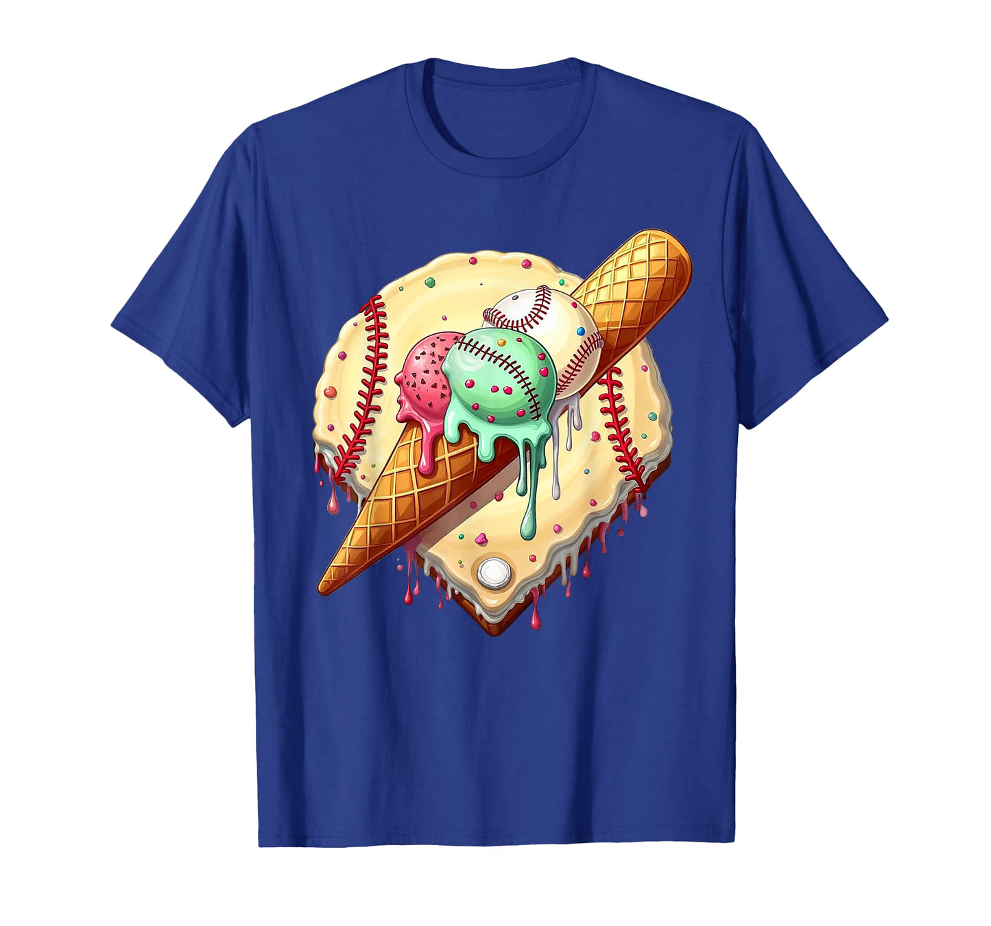 Baseball Ice Cream Dripping Funny Baseball Men Kids Boys T-Shirt