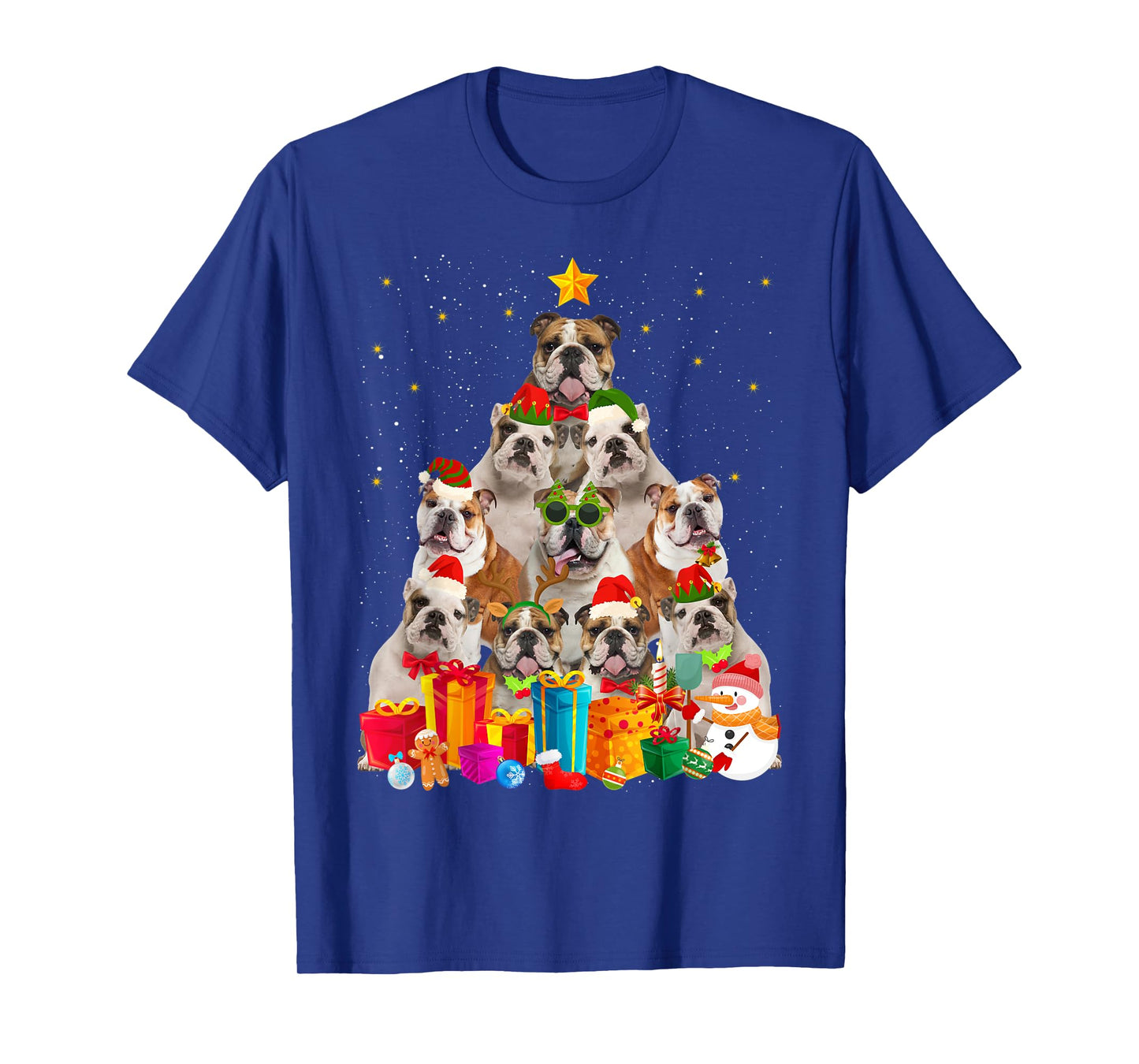 Christmas Funny English Bulldog Dog Tree Xmas Pet Dog Lover T-Shirt