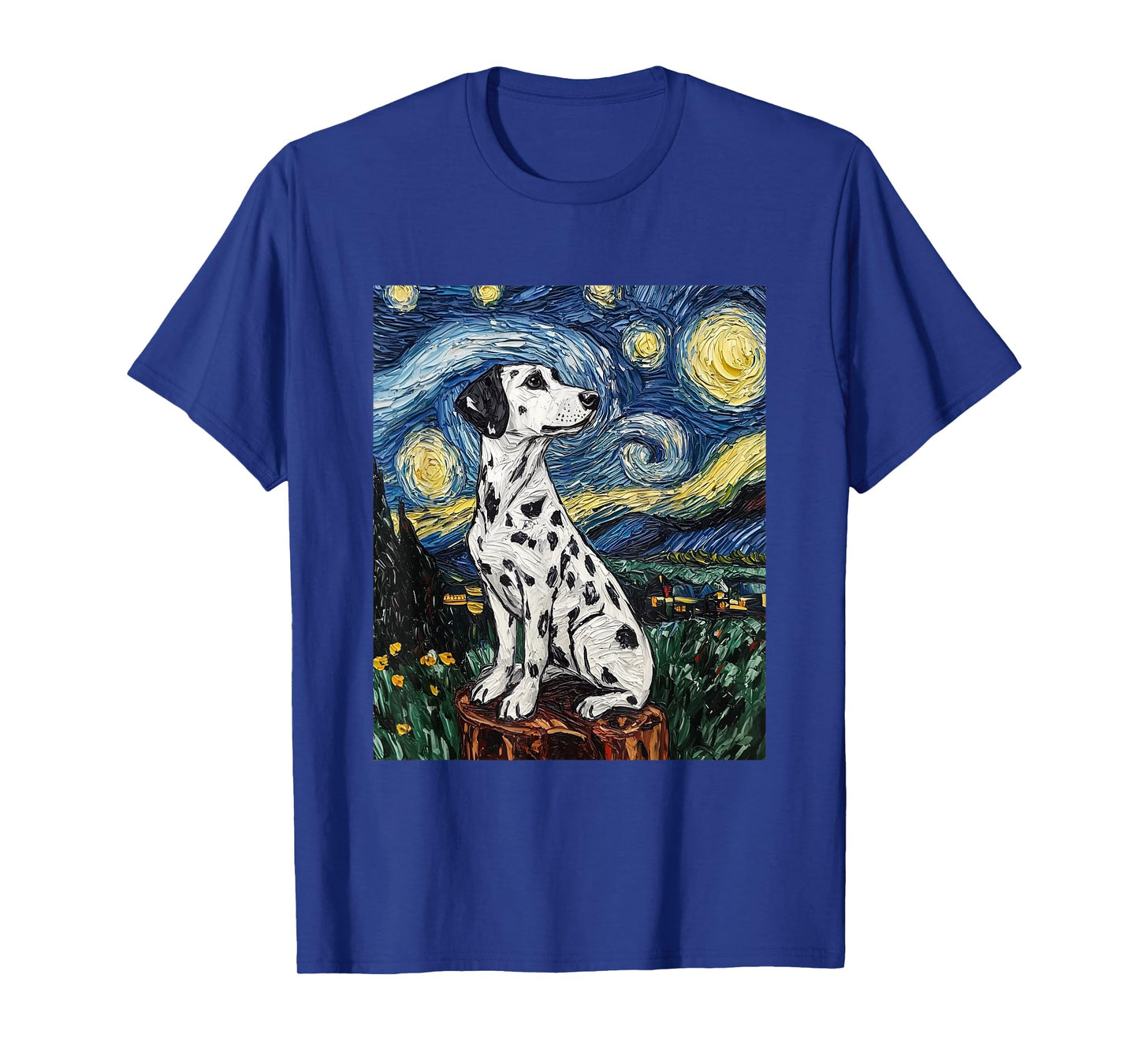 Cute Dalmatian Dog Doggy - Van Gogh Style - Starry Night T-Shirt