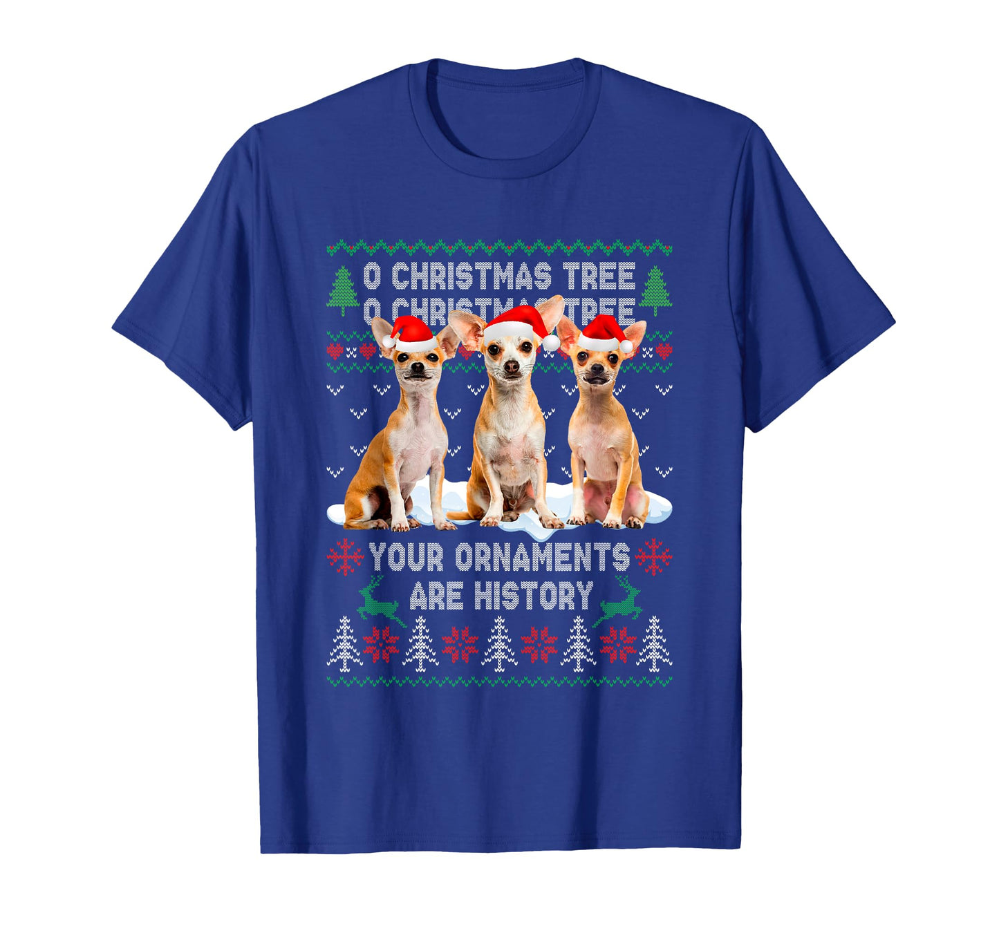 Cute Chihuahua Dog Oh Christmas Tree Ugly Xmas T-Shirt for Men Women Kids