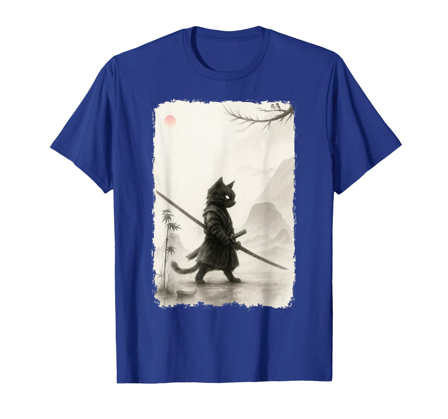 Vintage Samurai Cat Bushido Japanese Ukiyo Graphic Art T-Shirt