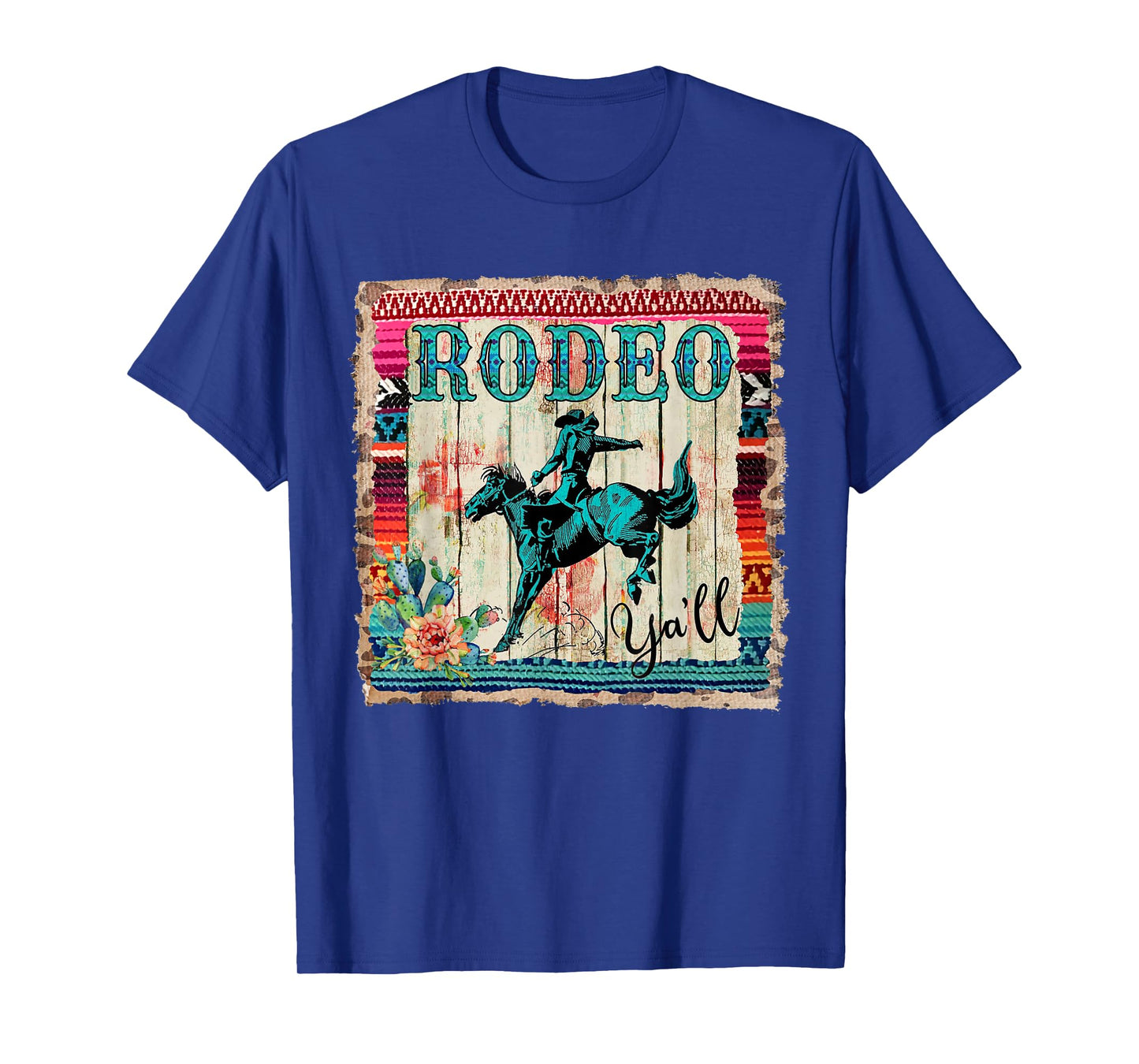 Vintage Serape Horse Riding Cowgirl Western Rodeo Y'all T-Shirt