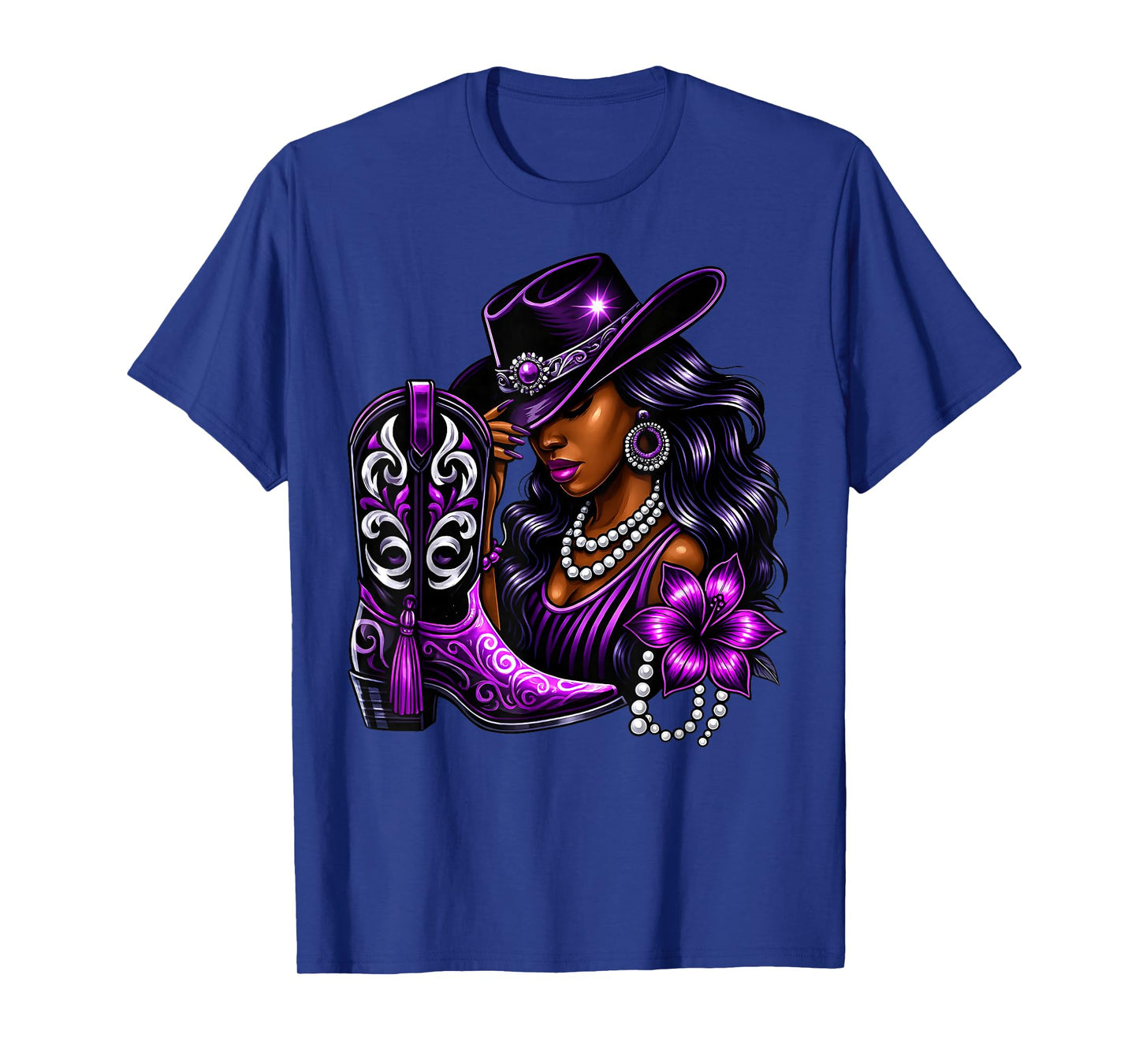 Purple Black Cowgirl Western Rodeo Melanin Black History T-Shirt