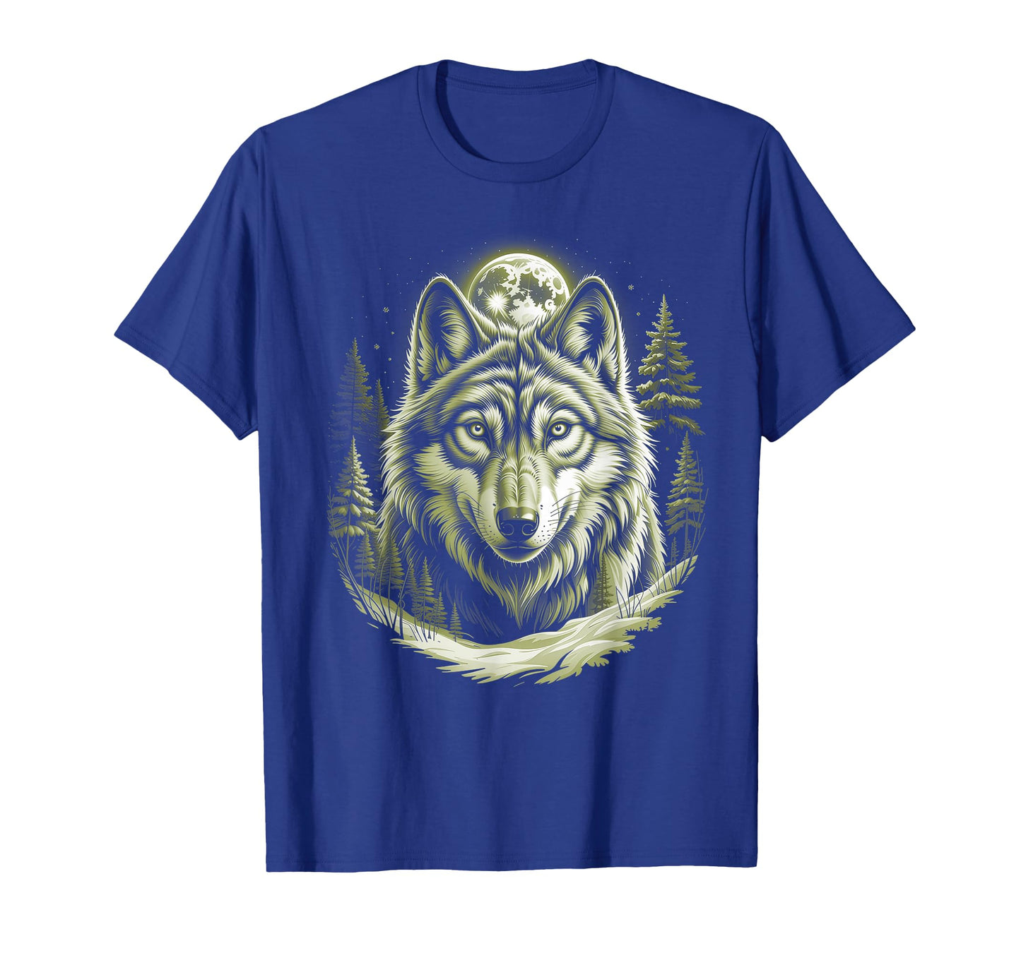 Wolf Portrait Moon Wildlife Forest T-Shirt