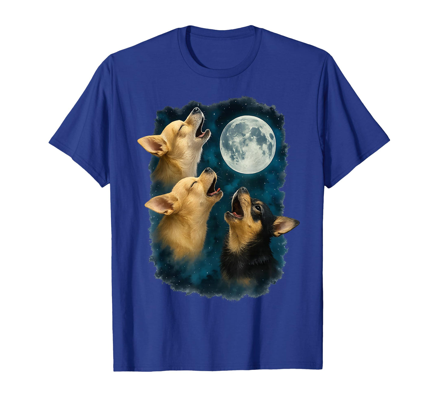 Three Chihuahuas Howling At The Moon 3 Chihuahua Moon T-Shirt