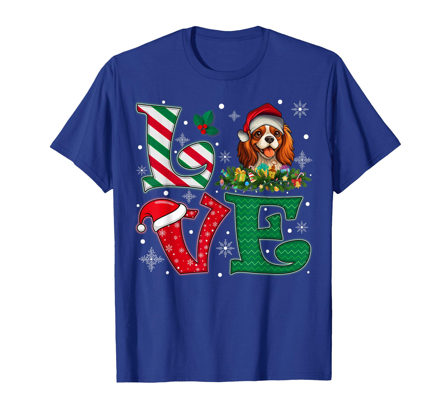 Santa Hat Love Cavalier King Charles Spaniel Dog Xmas Girls T-Shirt