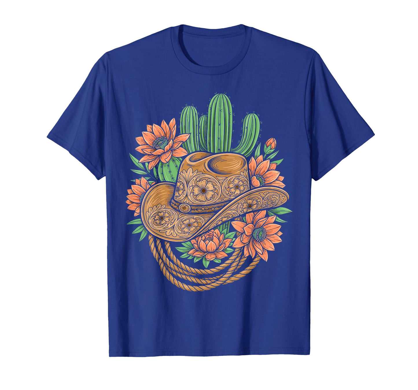 Cowboy Hat with Flowers and Cactus Western Rodeo T-Shirt
