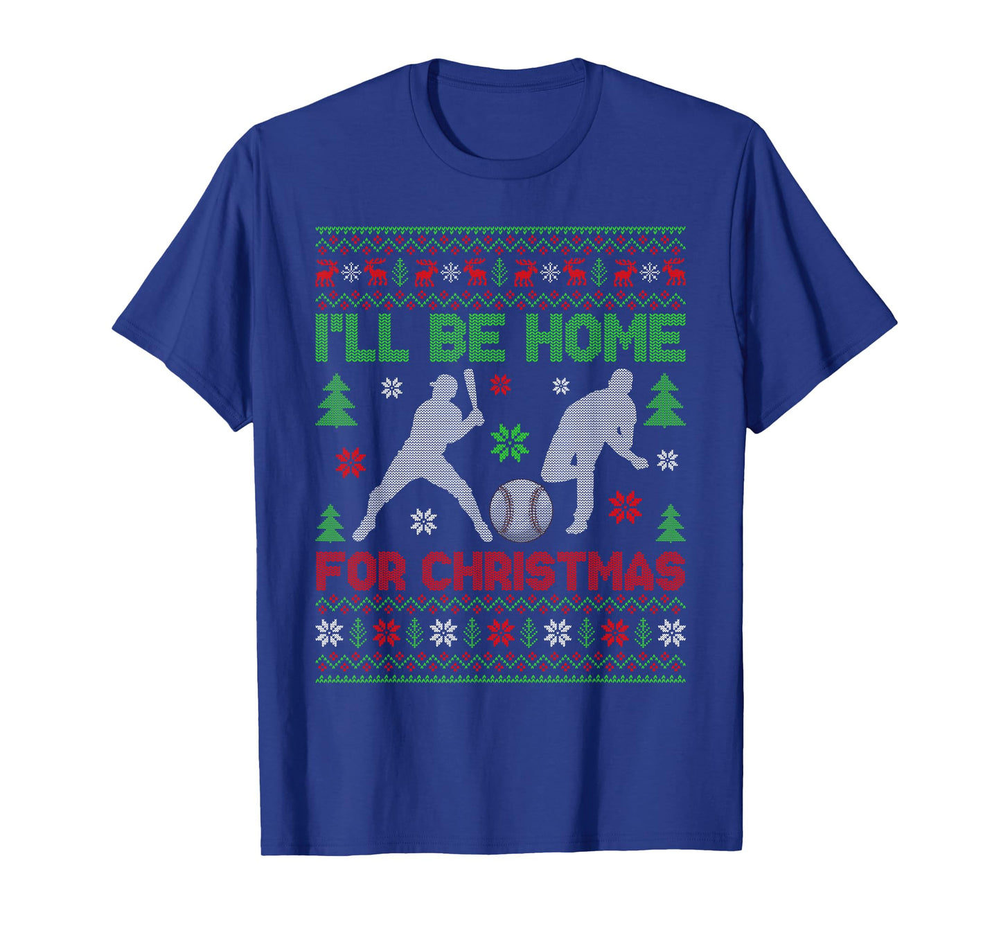 I'll Be Home for Christmas Baseball Funny Ugly Xmas PJs Men T-Shirt