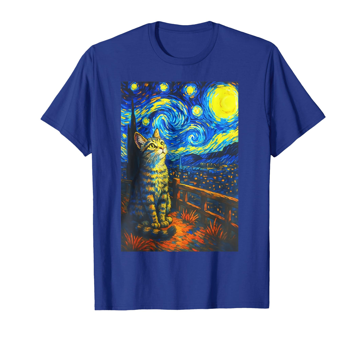 Starry Night Cat, Van Gogh Cat, Cat Lover, Cat Mom, Cat Dad T-Shirt for Men Women Kids