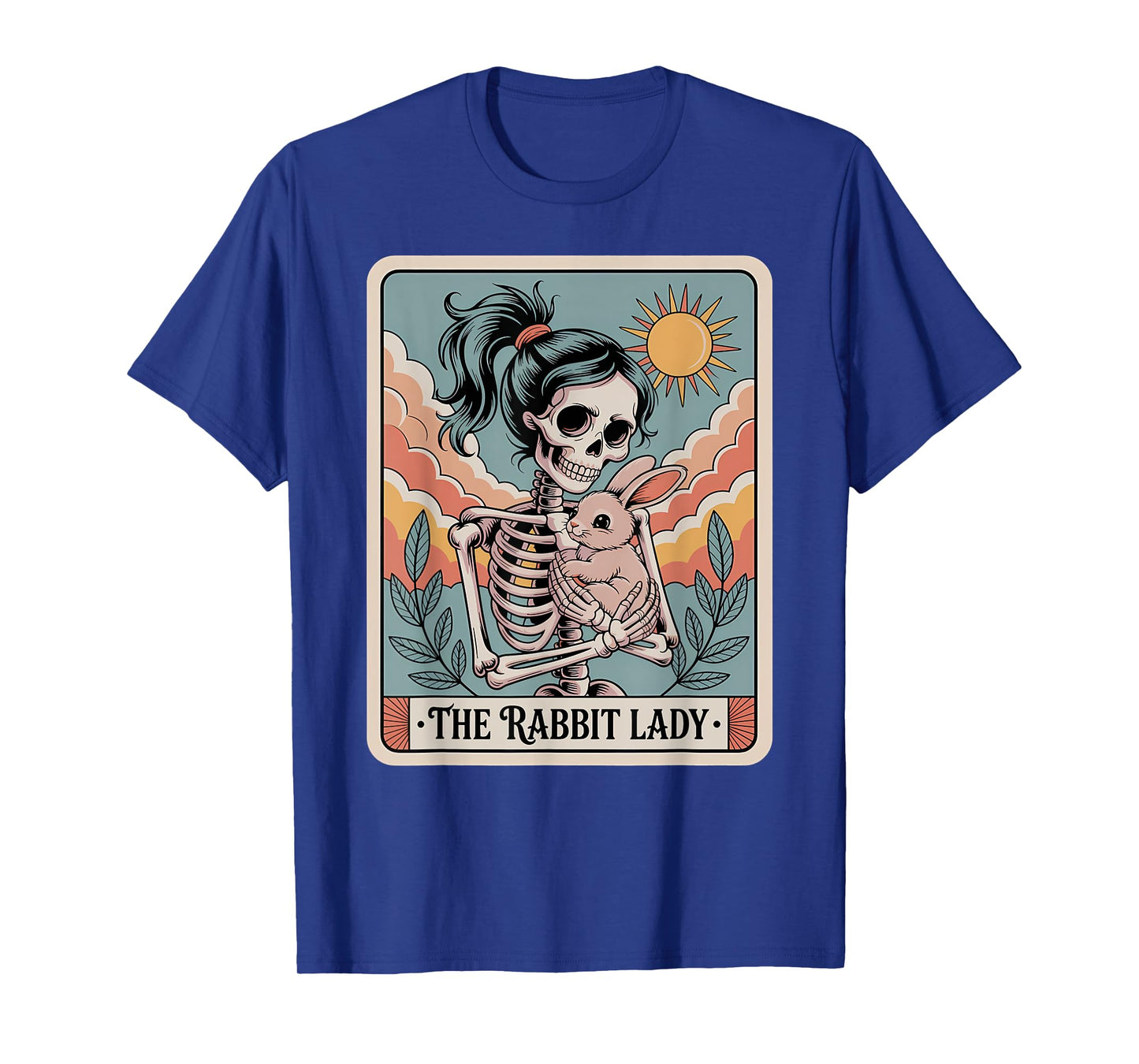 Rabbit Lady Tarot Card Skeleton Holding Bunny Women Girl T-Shirt