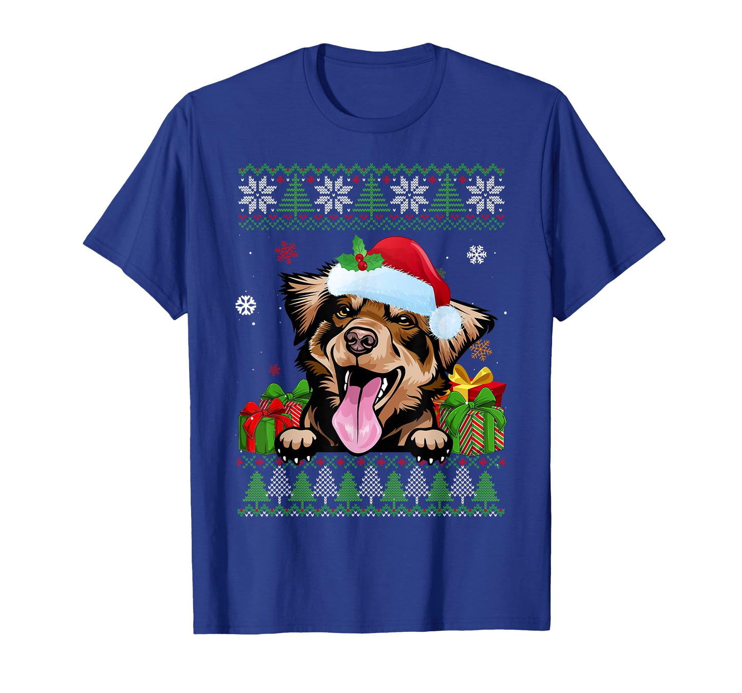 Funny Dog lovers Australian Shepherd Ugly Christmas Sweater T-Shirt