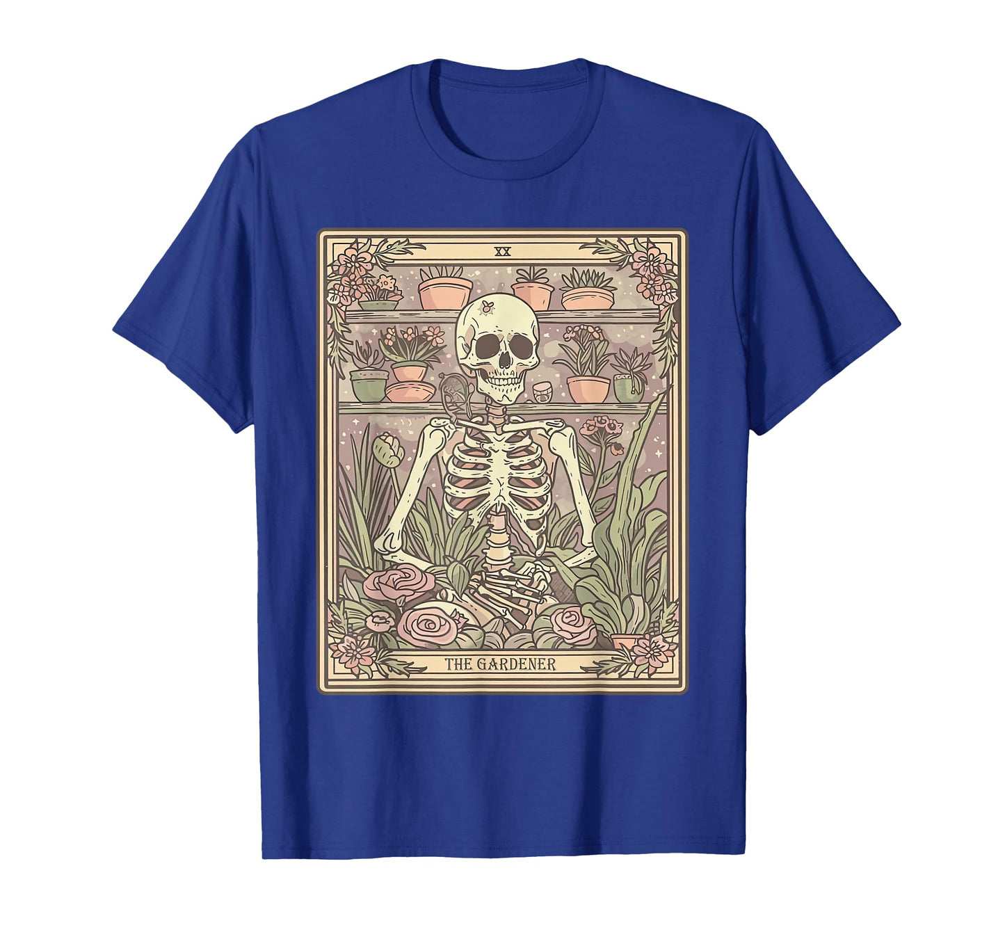 The Gardener Tarot Card Skeleton Plant Floral Gardening T-Shirt