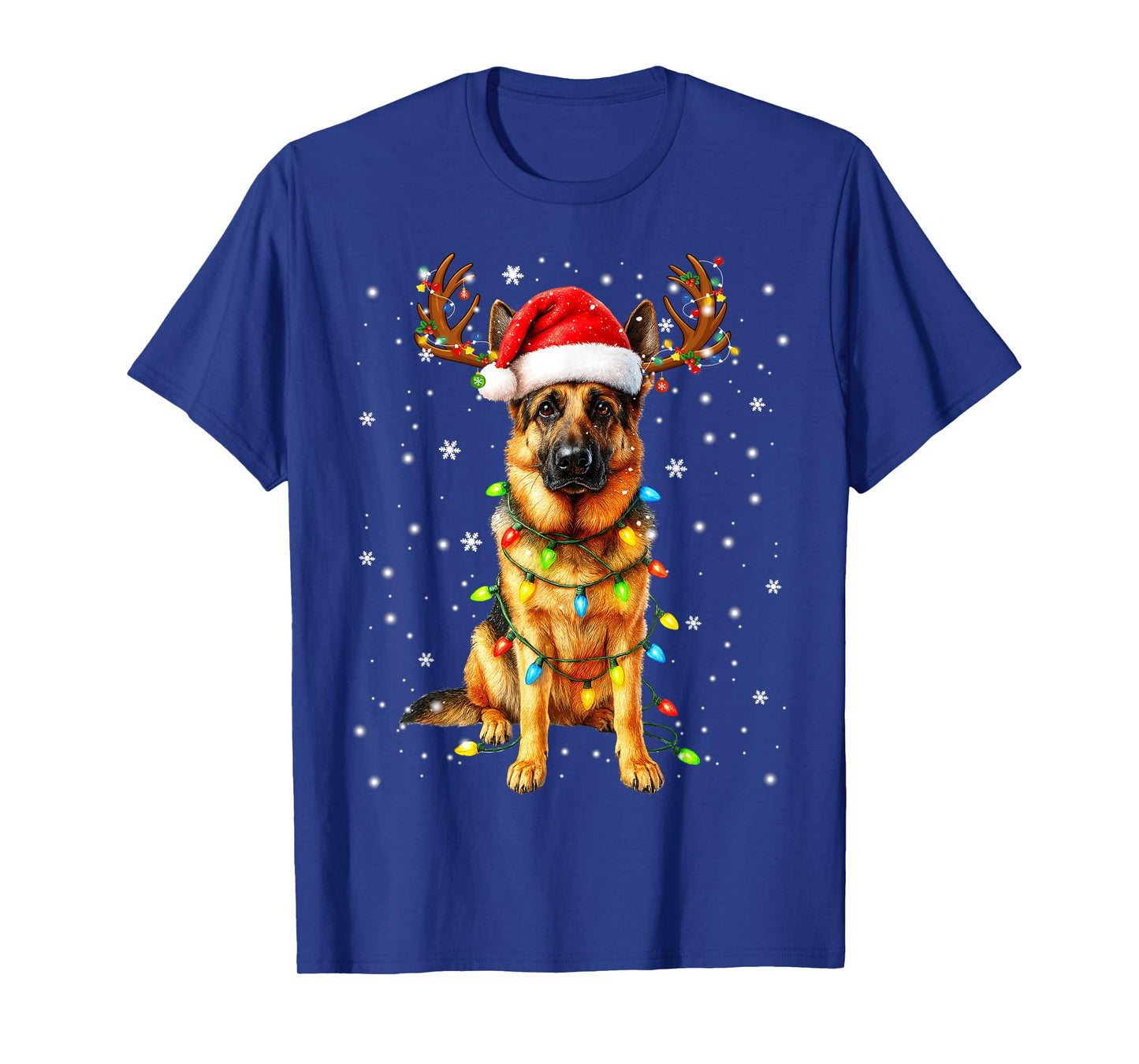 German Shepherd Christmas Tree Lights Pajama Dog Lover Xmas T-Shirt