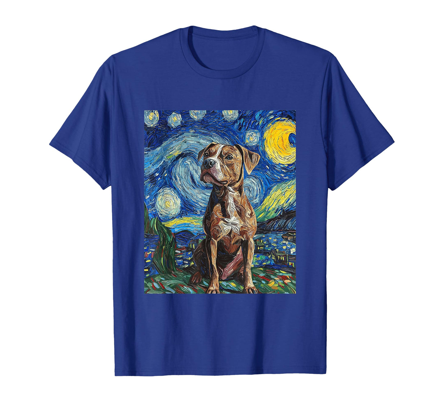 Pitbull Dog Pit Bull Pittie - Van Gogh Style - Starry Night T-Shirt