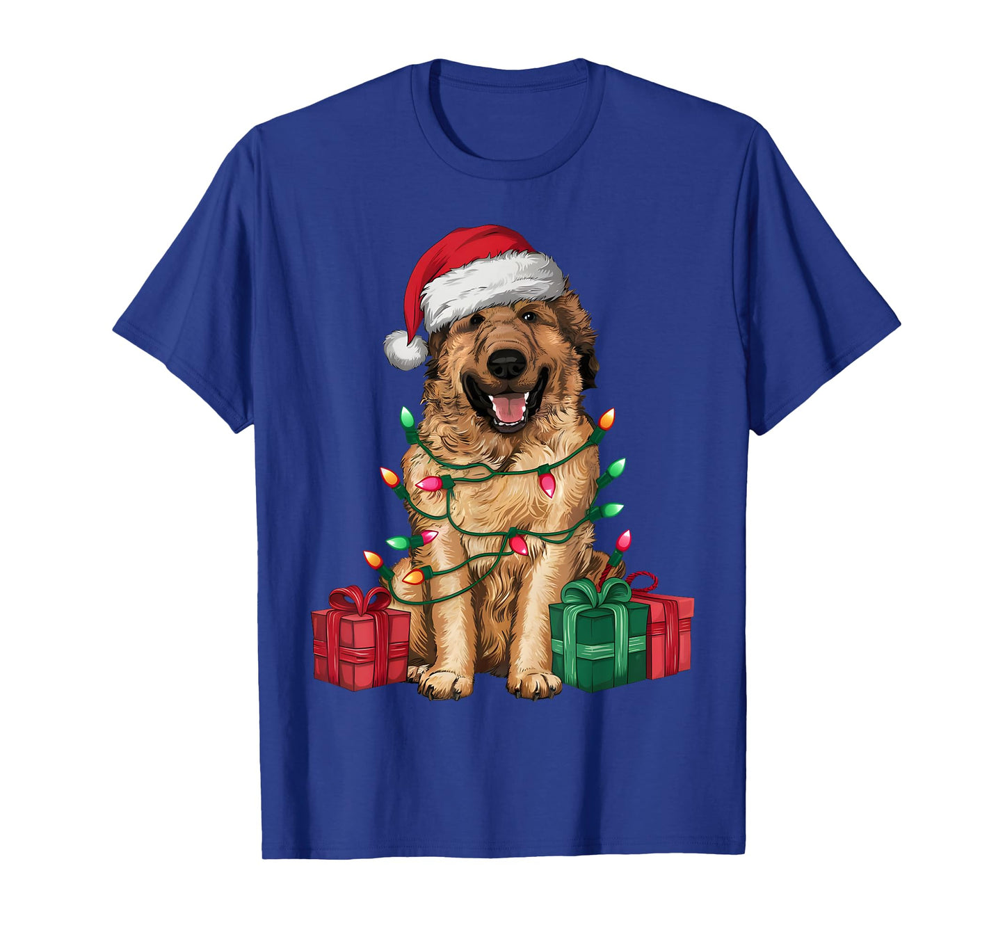 Xmas Lighting Santa Hat Anatolian Shepherd Dog Christmas T-Shirt for Men Women Kids